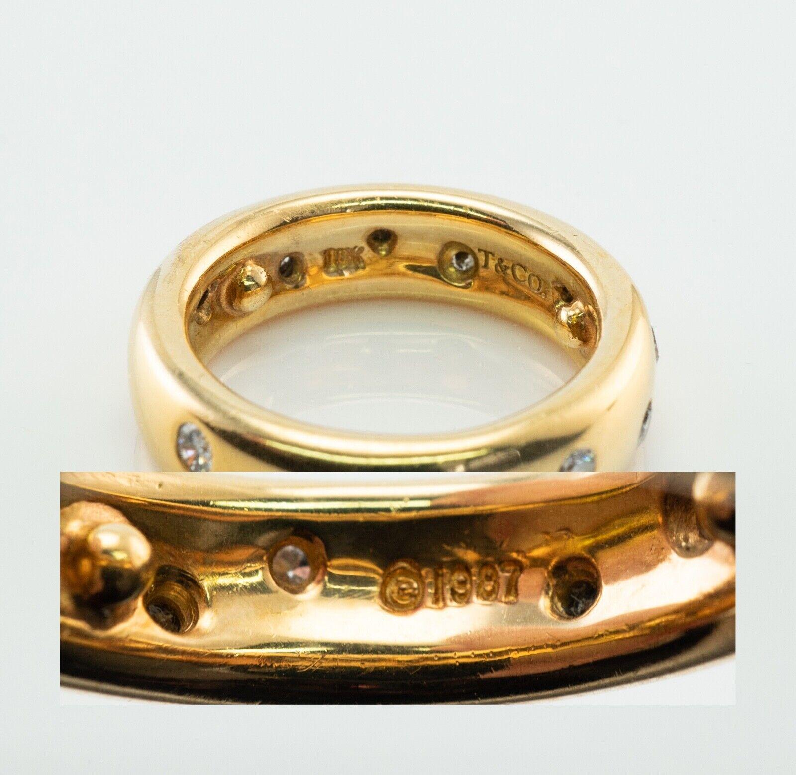 Tiffany and Co Eternity Diamond Ring .65ct 1987 18K Gold Wedding Band Size 6.25 For Sale 3