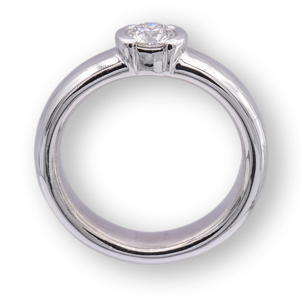 Modern Tiffany and Co. Etoile Platinum Round Diamond Engagement Ring .30ct FVVS1 For Sale