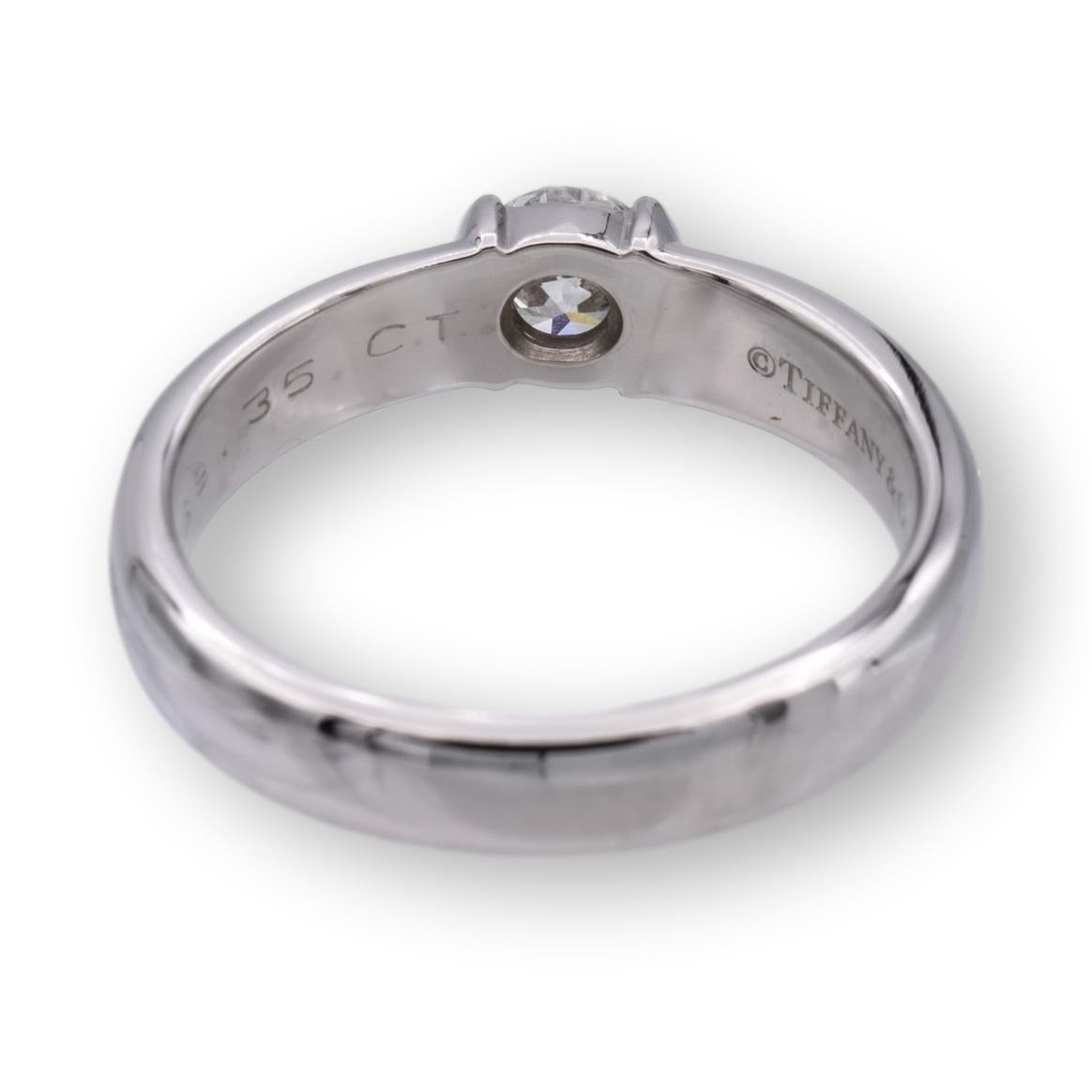 Modern Tiffany and Co. Etoile Platinum Round Diamond Engagement Ring .35ct FVVS2 W/Rece