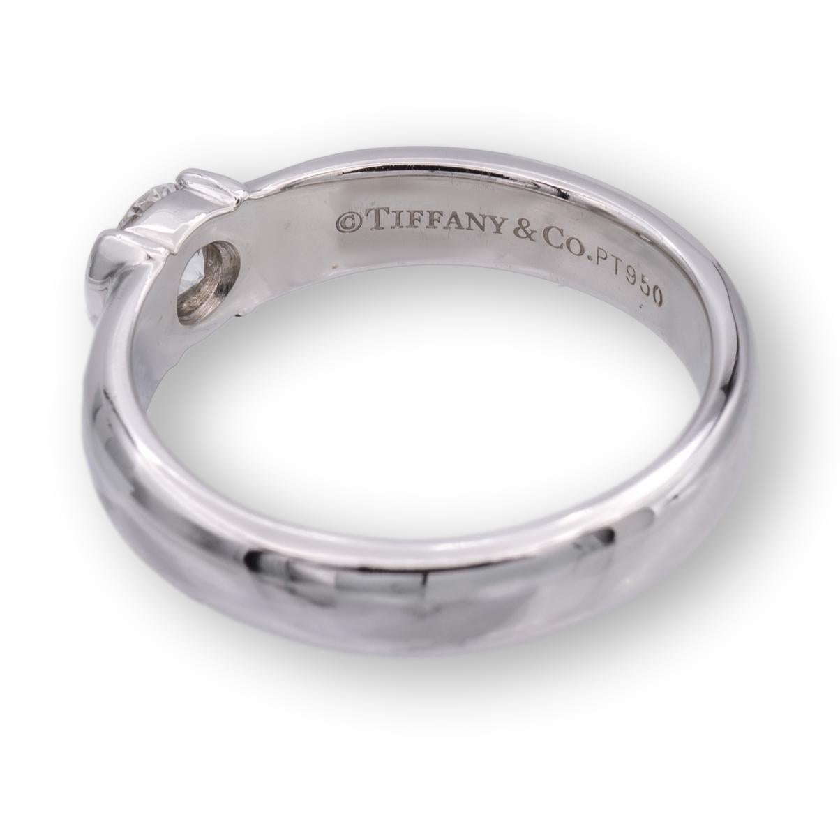 Round Cut Tiffany and Co. Etoile Platinum Round Diamond Engagement Ring .35ct FVVS2 W/Rece