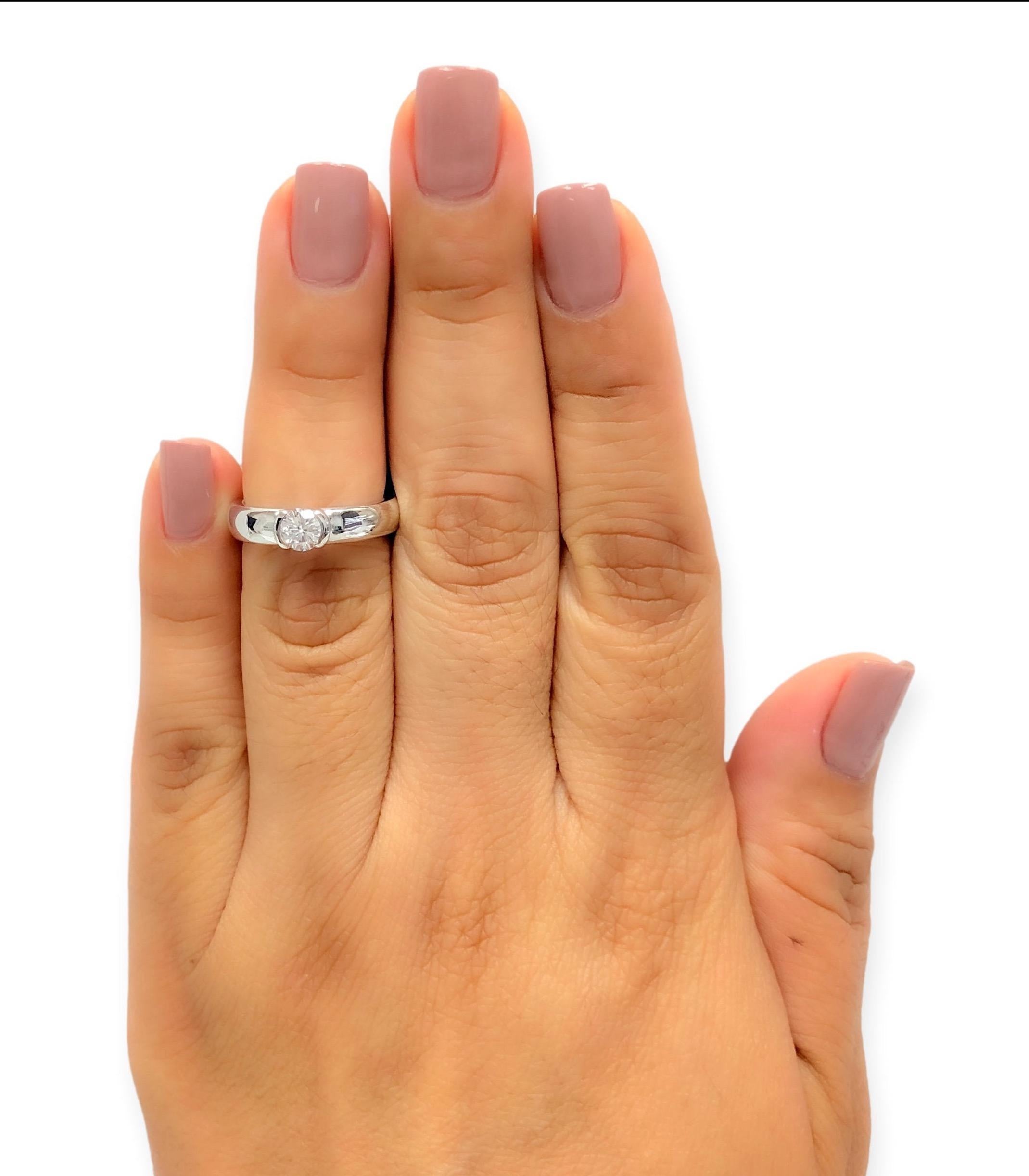 Round Cut Tiffany and Co. Etoile Platinum Round Diamond Engagement Ring .40ct FVVS1