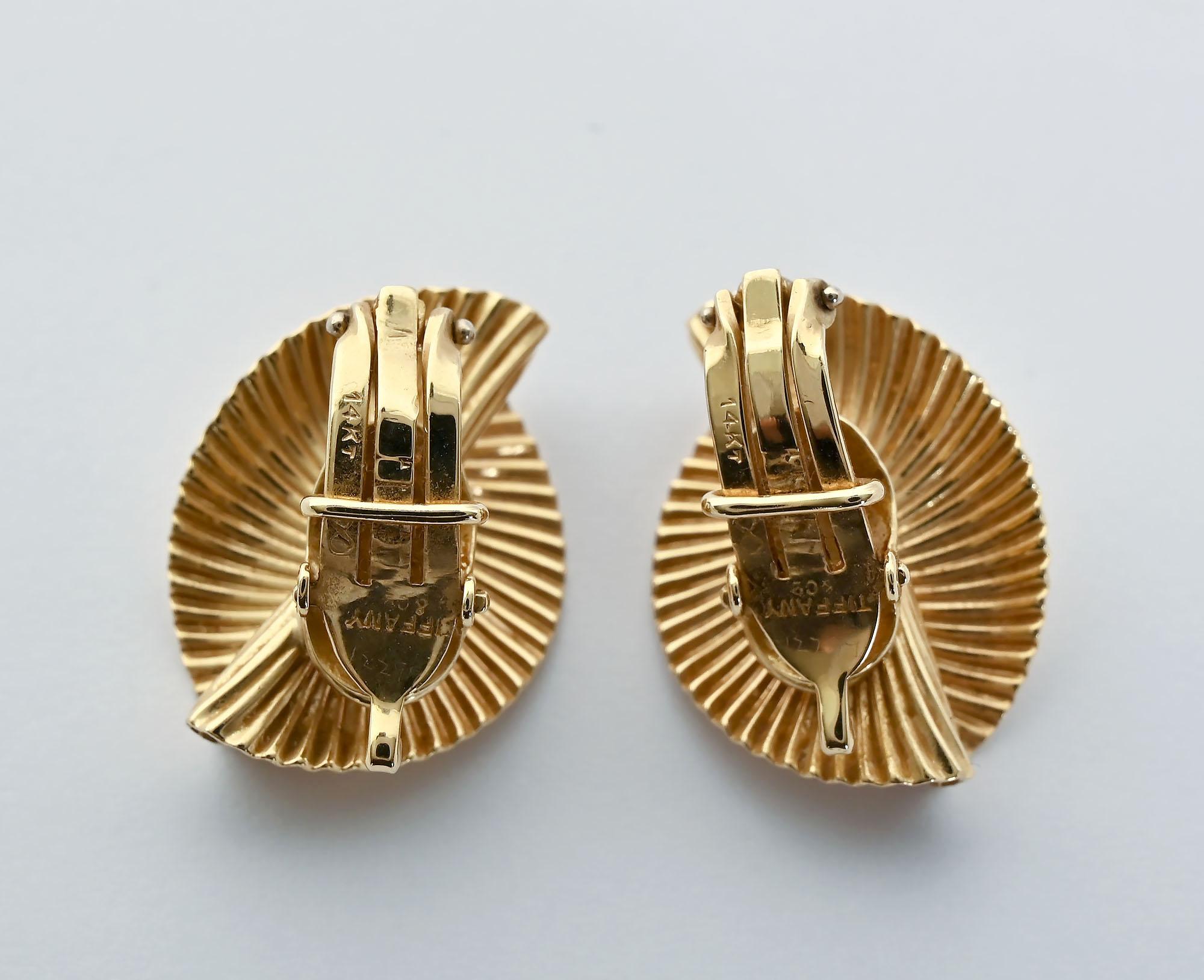 Women's or Men's Tiffany and Co. Foldover Gold Earrings