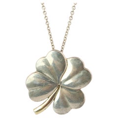Tiffany and Co Four Leaf Clover Pendant. 18k and Sterling Silver
