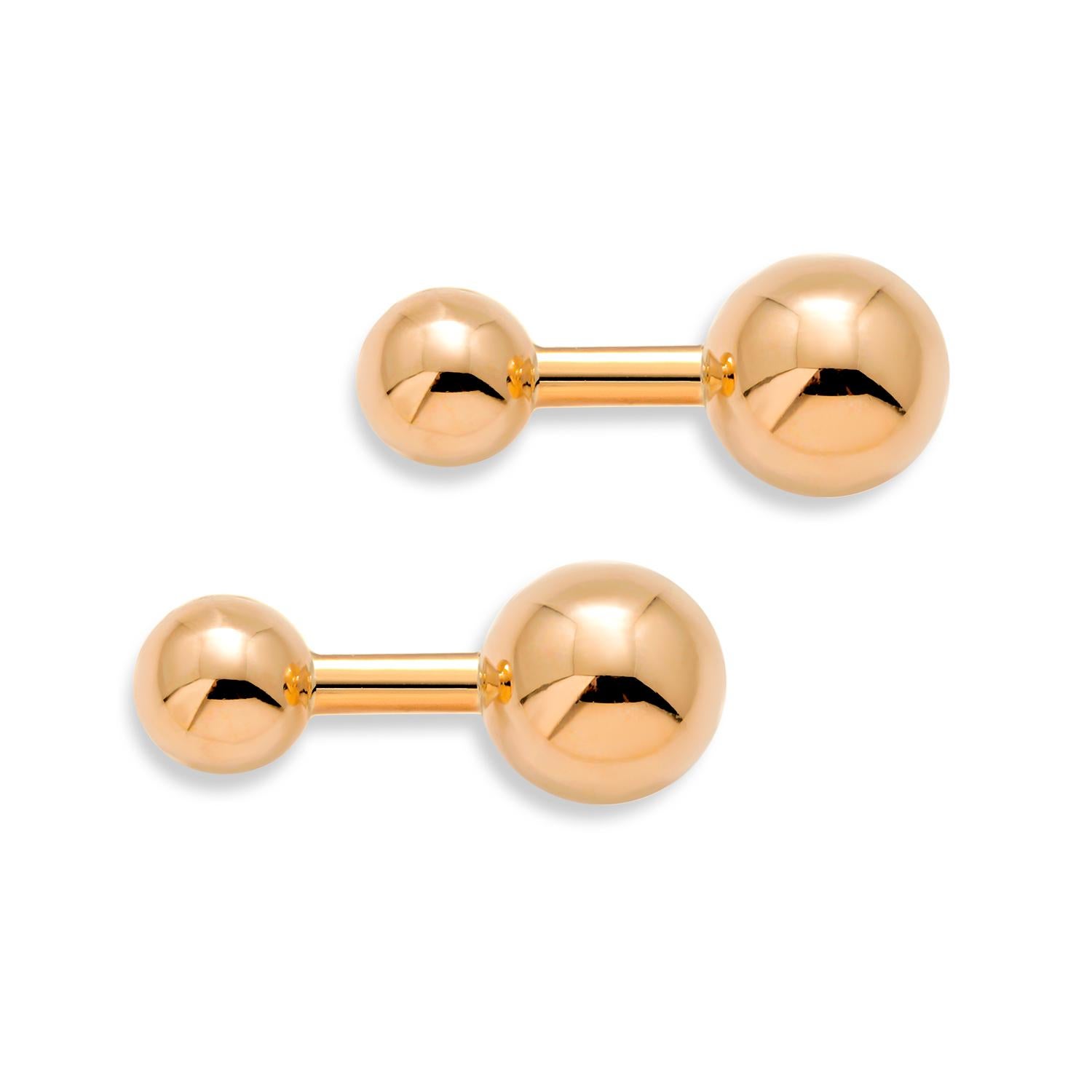 Tiffany and Co Solid Yellow Gold Ball Cufflinks 1.10 Inch Long 1