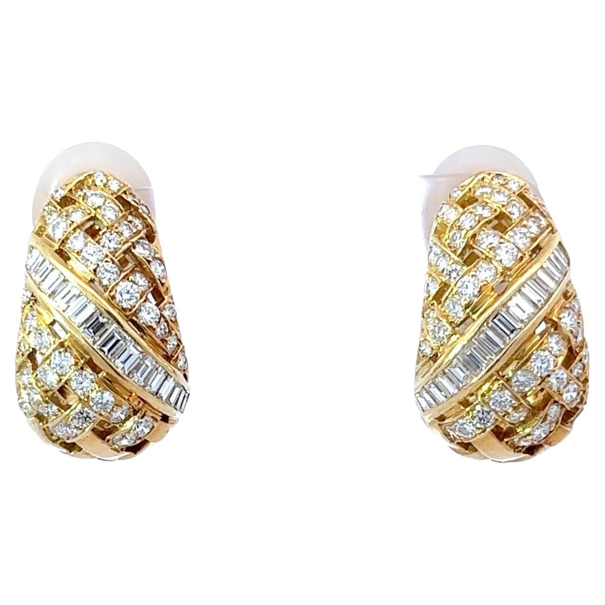 Tiffany and Co. Gold and Diamond Earrings For Sale