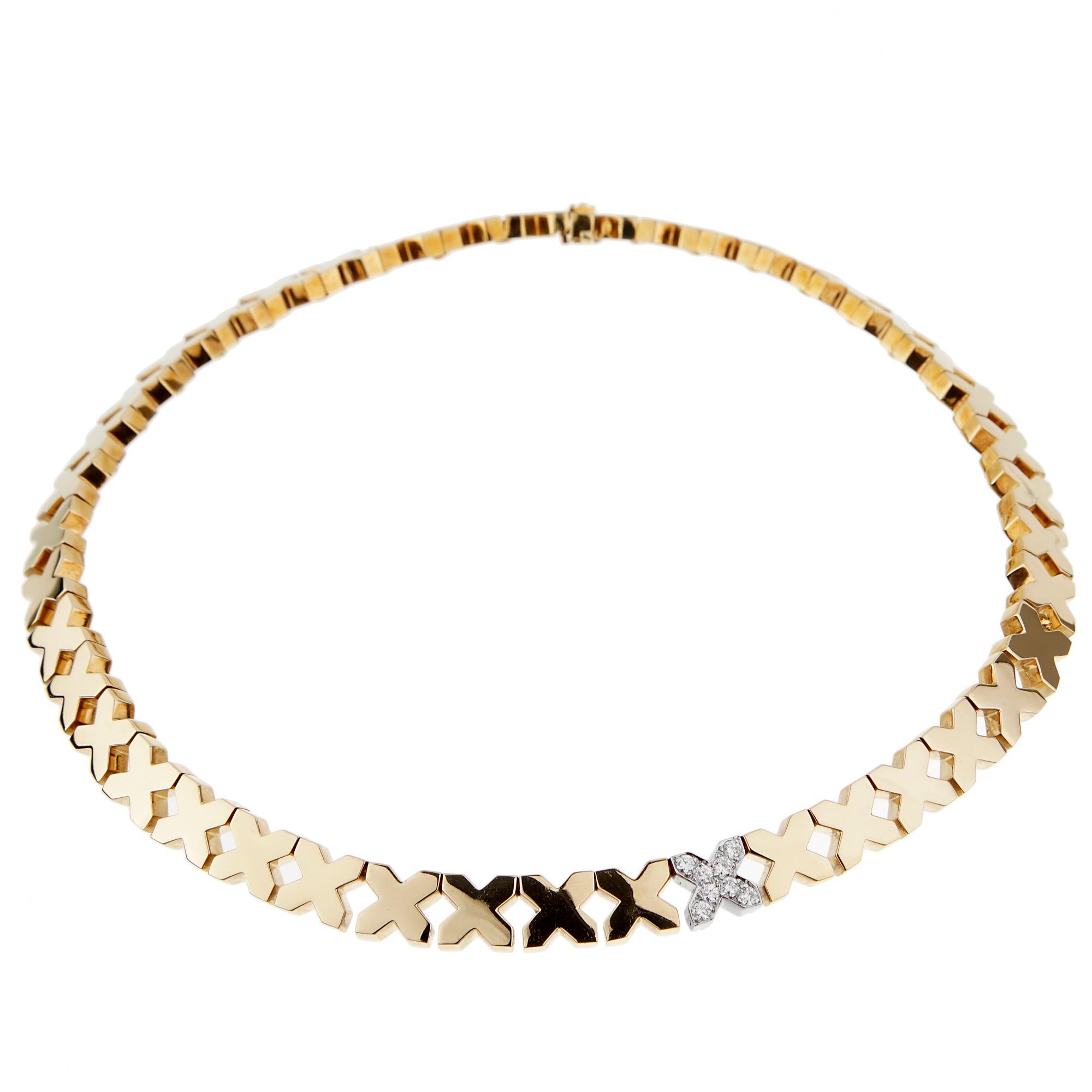 gold choker necklace with x