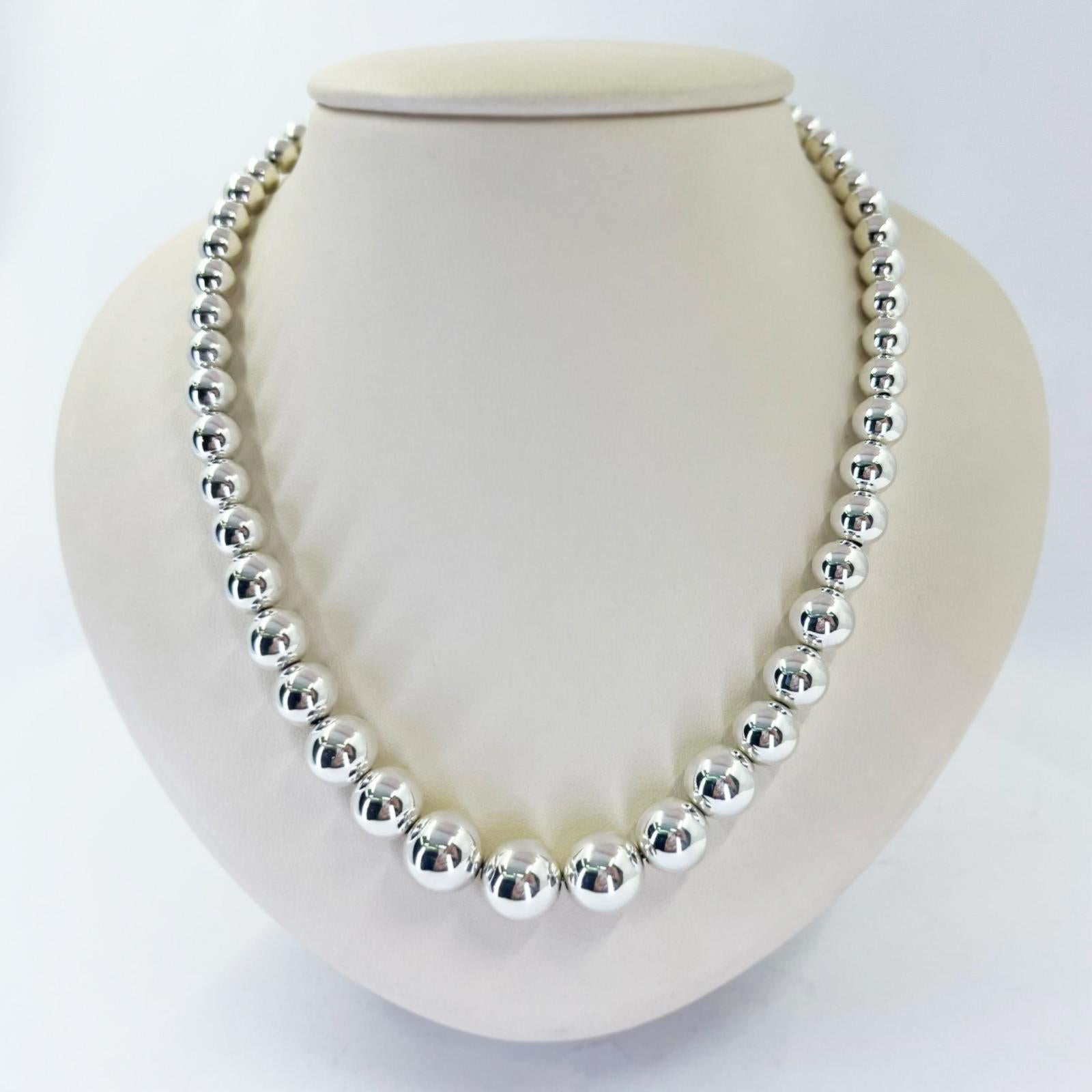 Tiffany and Co sterling silver HardWear 6-12mm graduated bead necklace measuring 16.5 inches long with lobster clasp. $950 MSRP.

Matching bracelet also available.