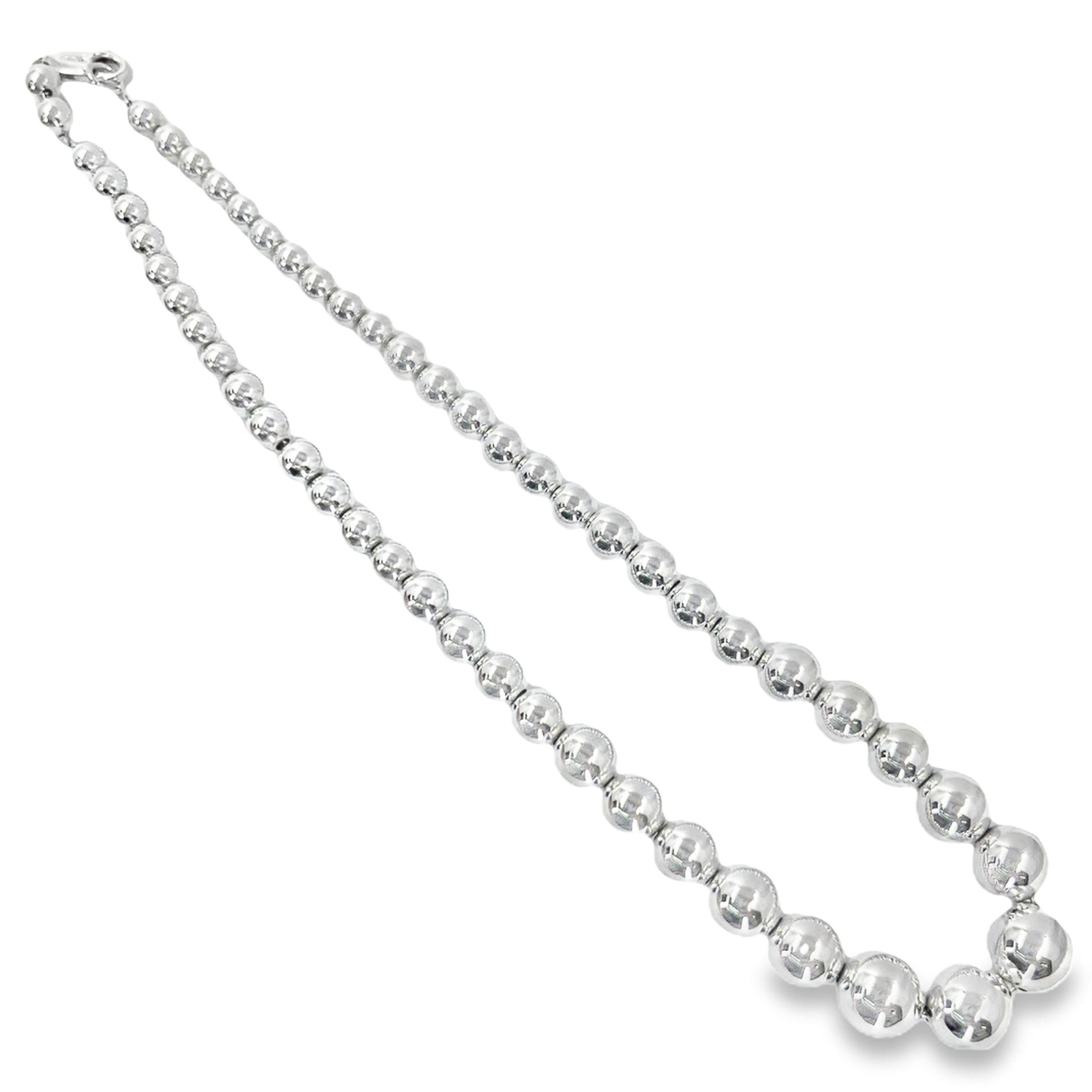 Tiffany and co. Graduated Ball Necklace in Sterling Silver In Good Condition For Sale In Coral Gables, FL