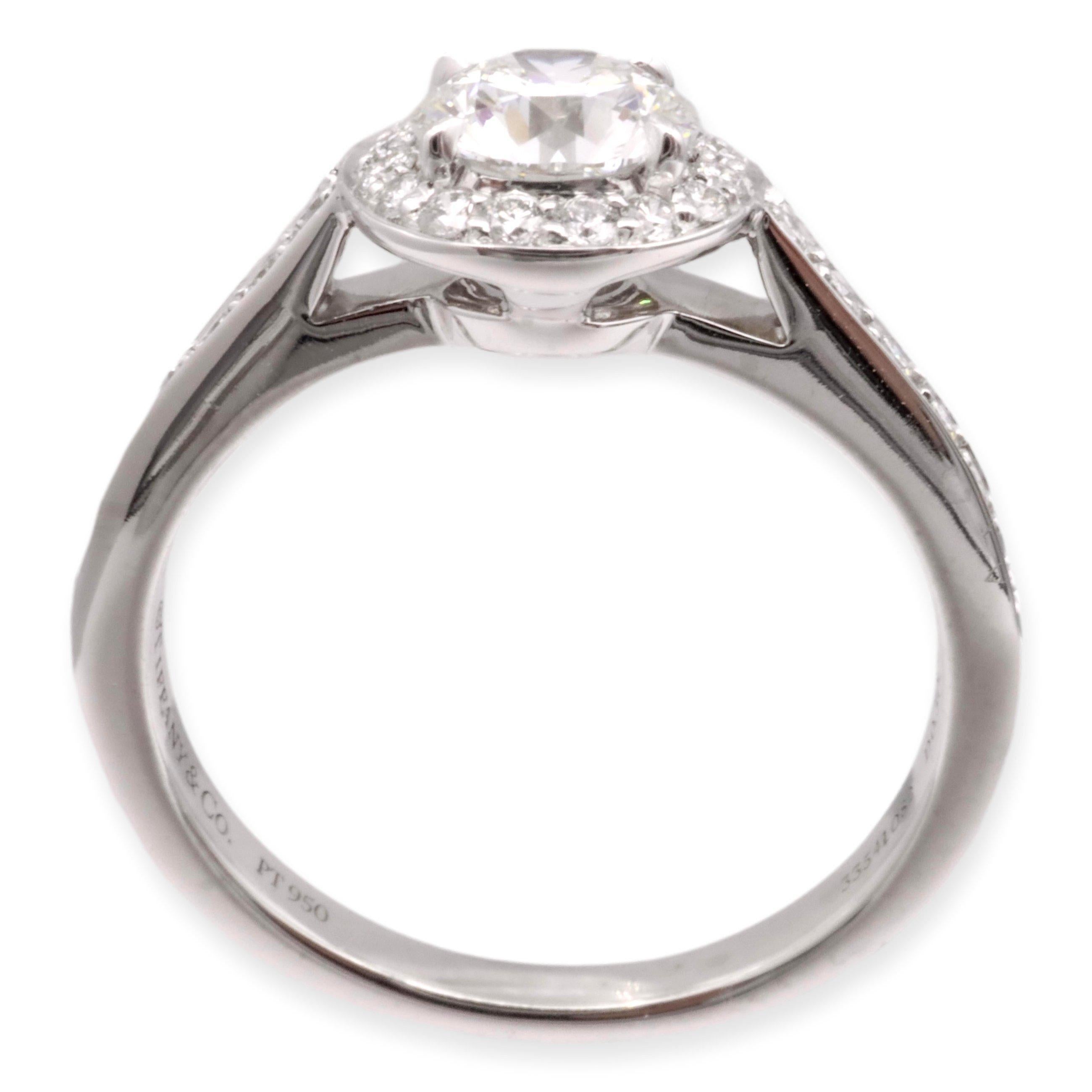 Modern Tiffany and Co. Halo Round Embrace Engagement Ring .69ct TW GVVS2