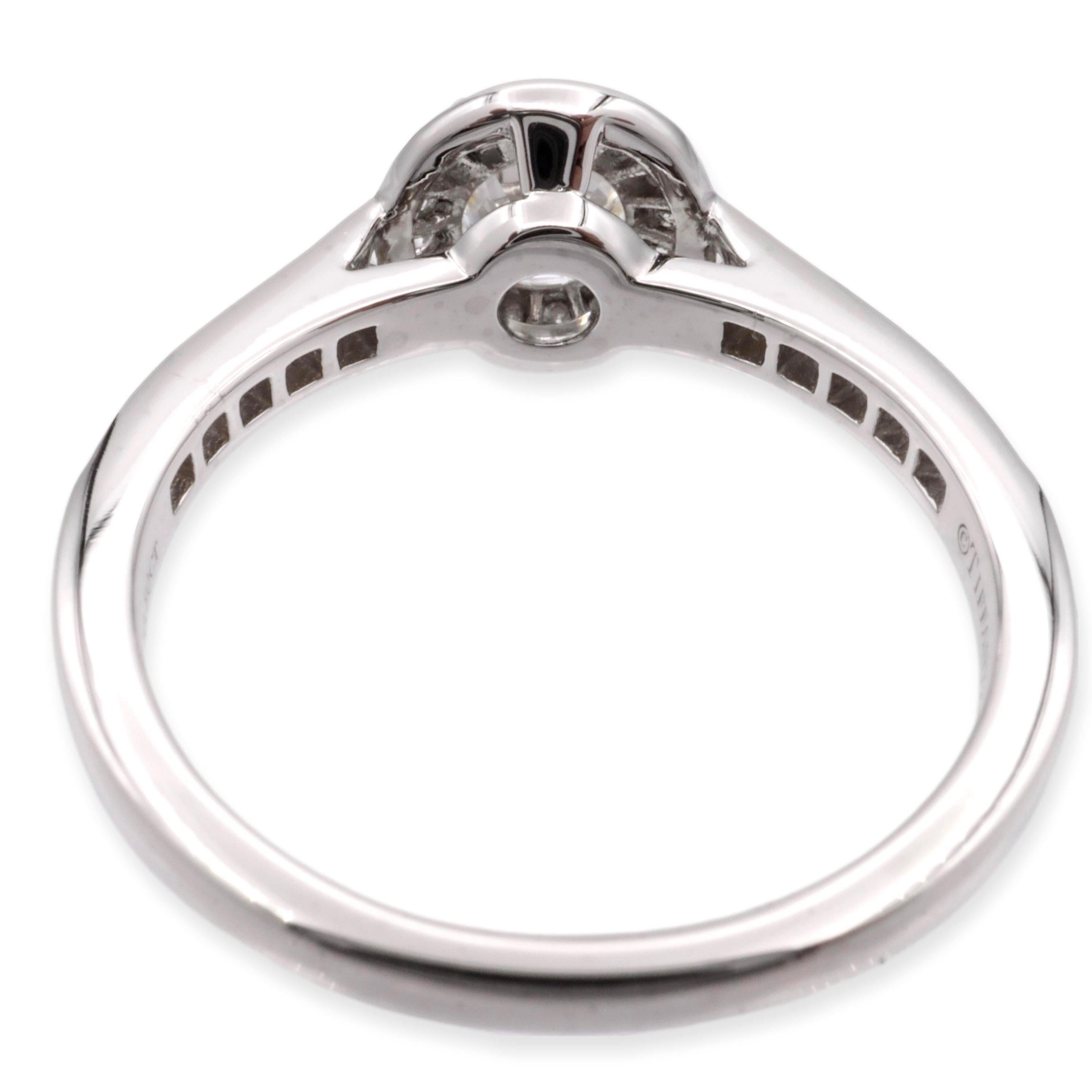Round Cut Tiffany and Co. Halo Round Embrace Engagement Ring .69ct TW GVVS2
