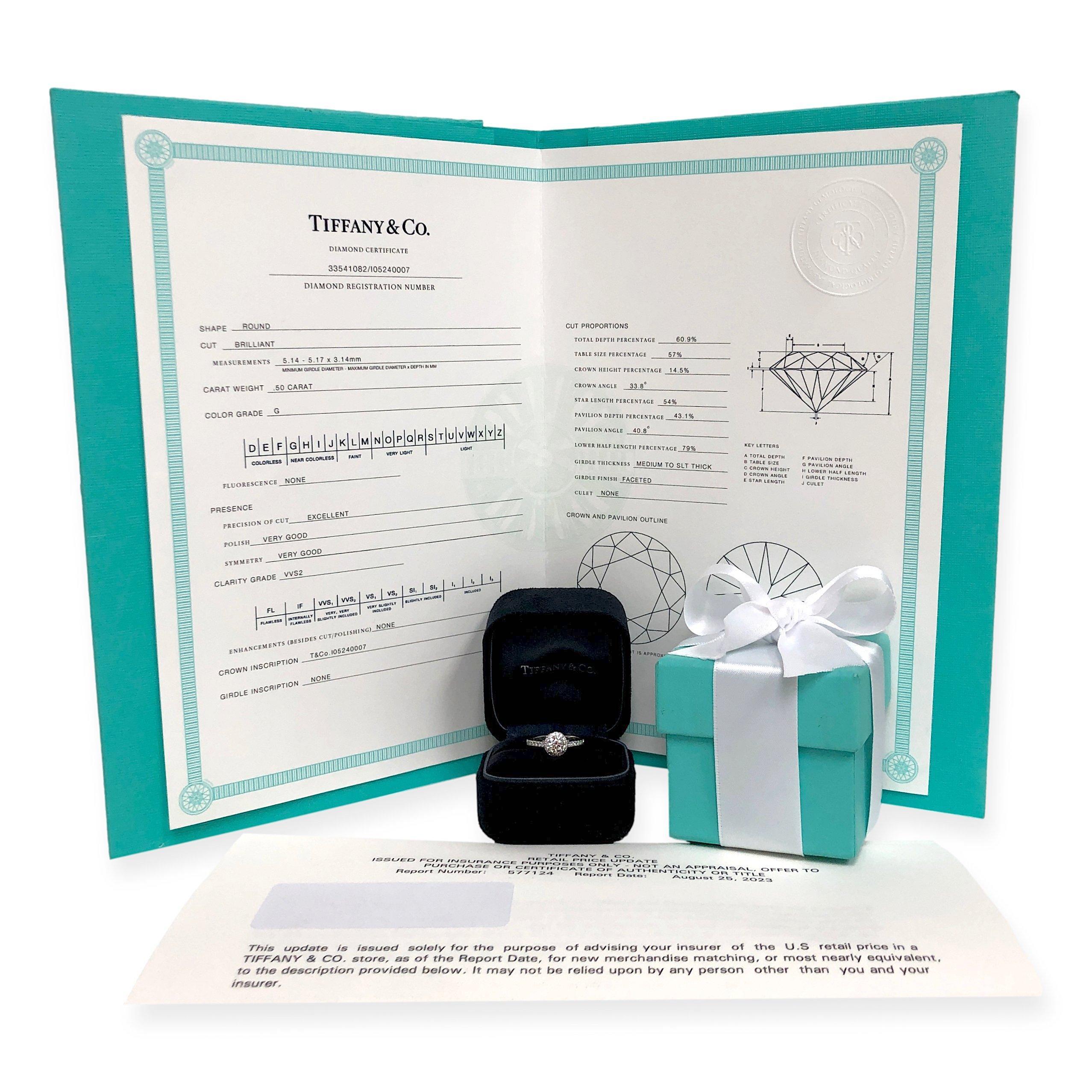 Tiffany and Co. Halo Round Embrace Engagement Ring .69ct TW GVVS2 2