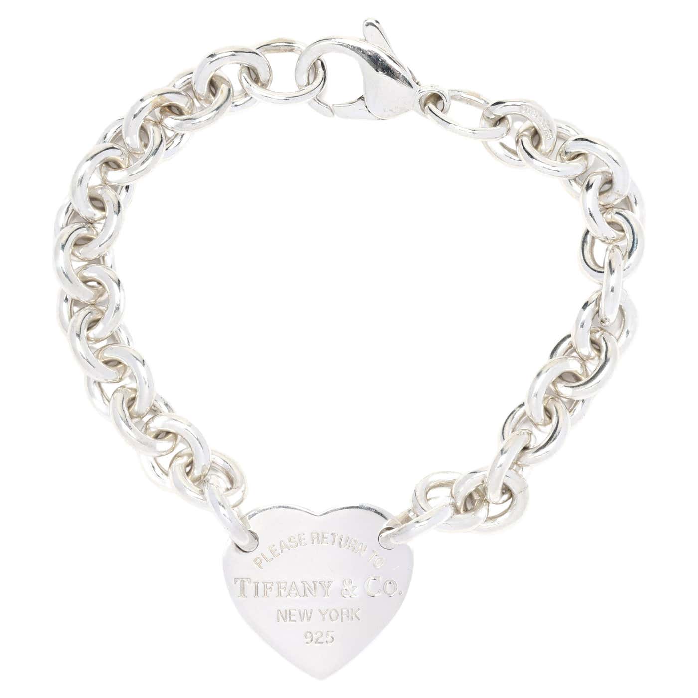 Tiffany and Co Heart Chain Bracelet, Sterling Silver, Length 7 Inches ...