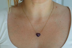 Tiffany and Co, collier Elsa Peretti avec pendentif cœur en améthyste cabochon 18 carats