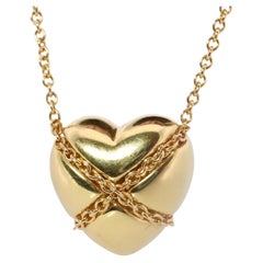Tiffany and Co Heart Pendant 18k Tiffany Elsa Peretti Puffed Heart Necklace