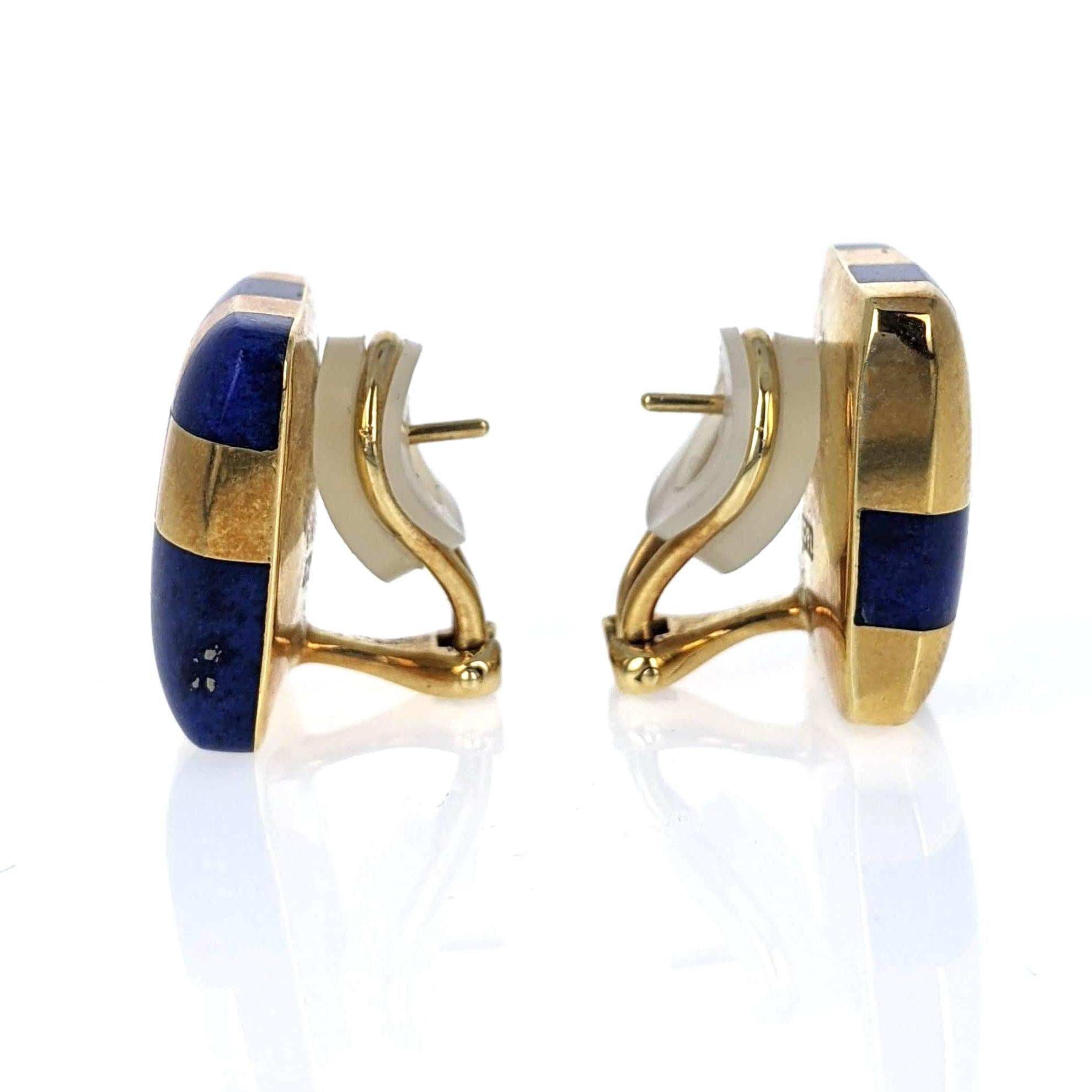 Tiffany & Co. Lapis Lazuli Inlay and Gold Earrings In Good Condition In New York, NY