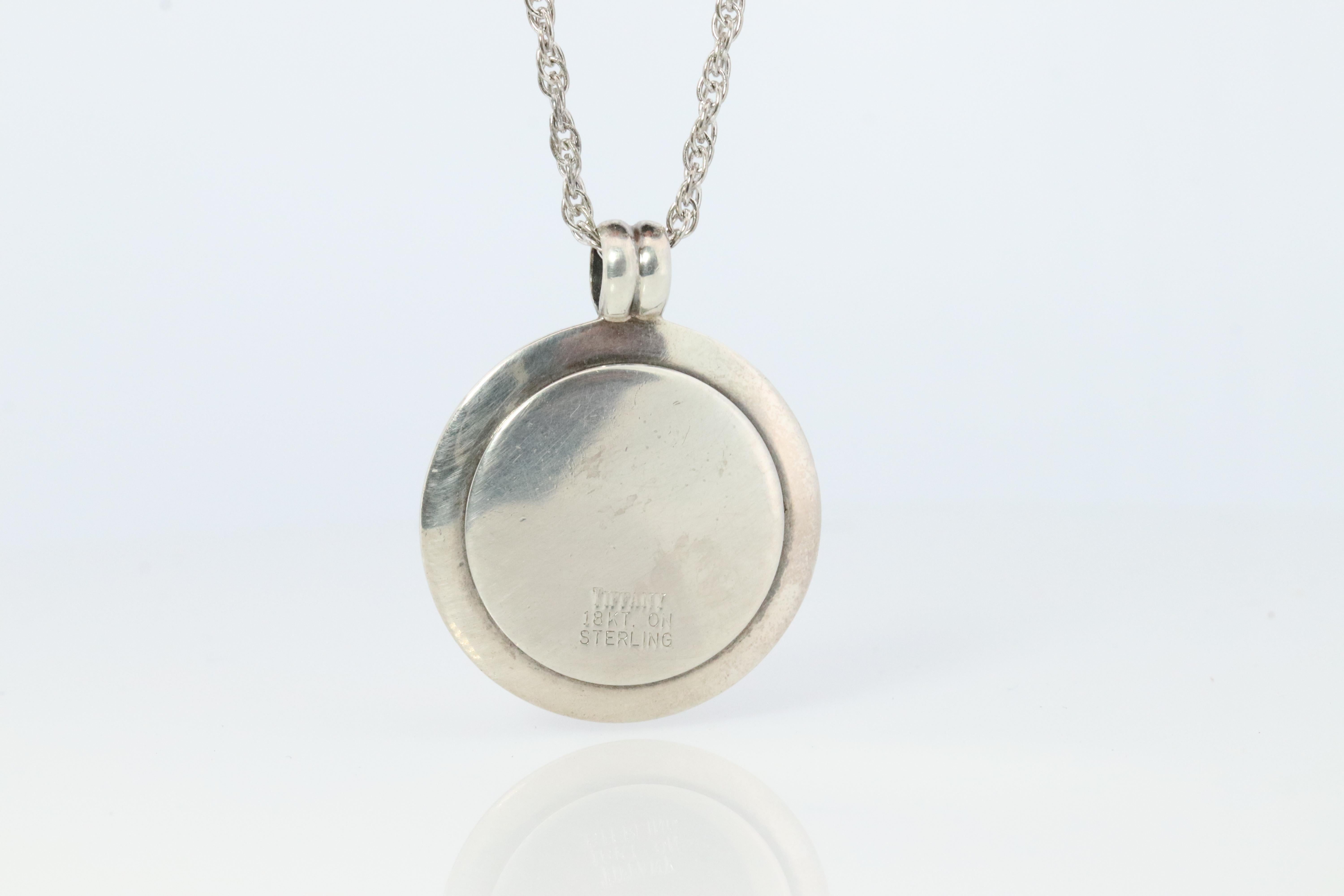 Femenino o masculino Colgante LOGO Tiffany & Co. Collar de monedas medallón de plata de ley 925 de 18 quilates.