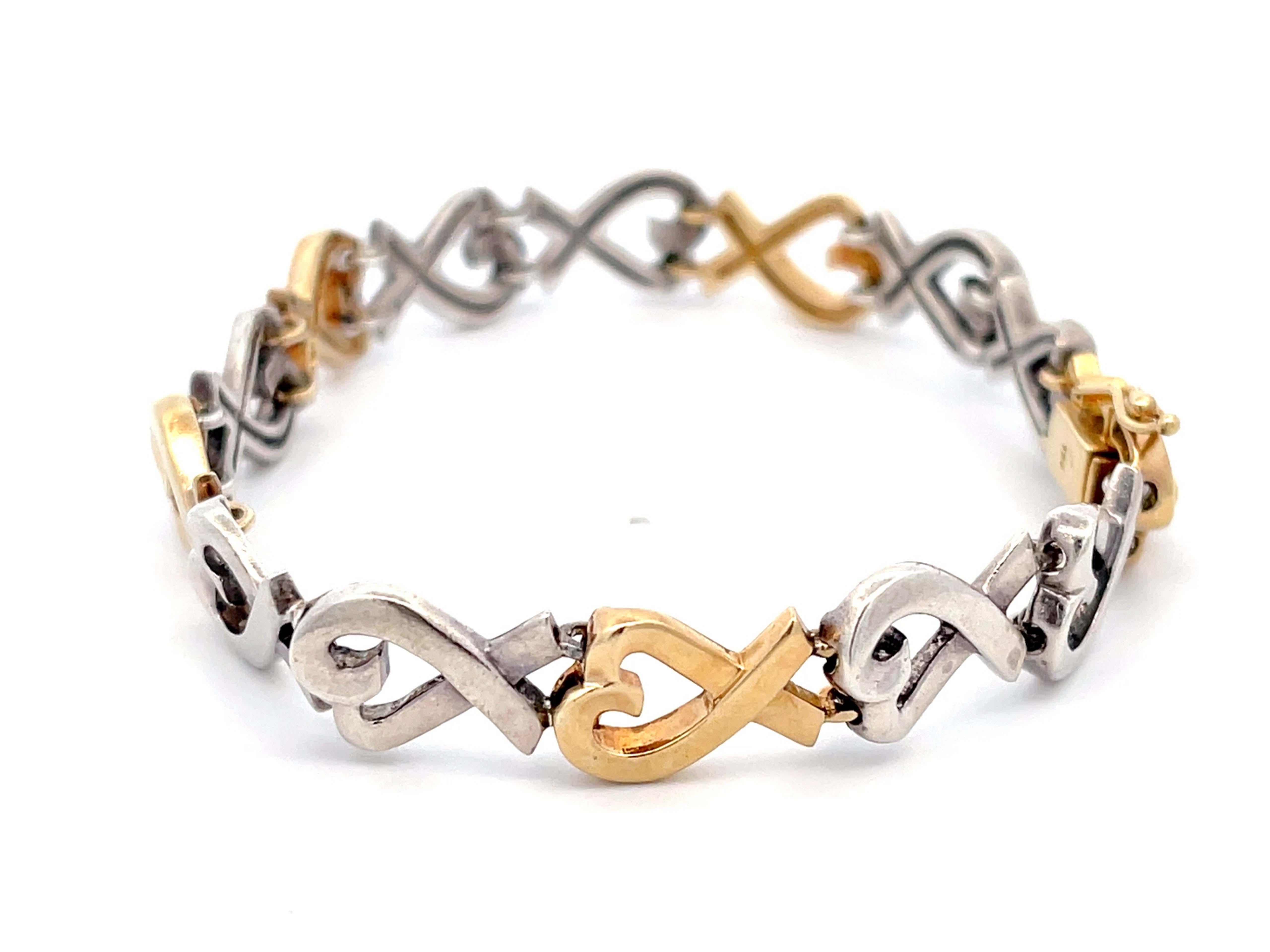 Tiffany and Co. Bracelet Loving Heart en argent sterling et or jaune 18 carats Pour femmes en vente