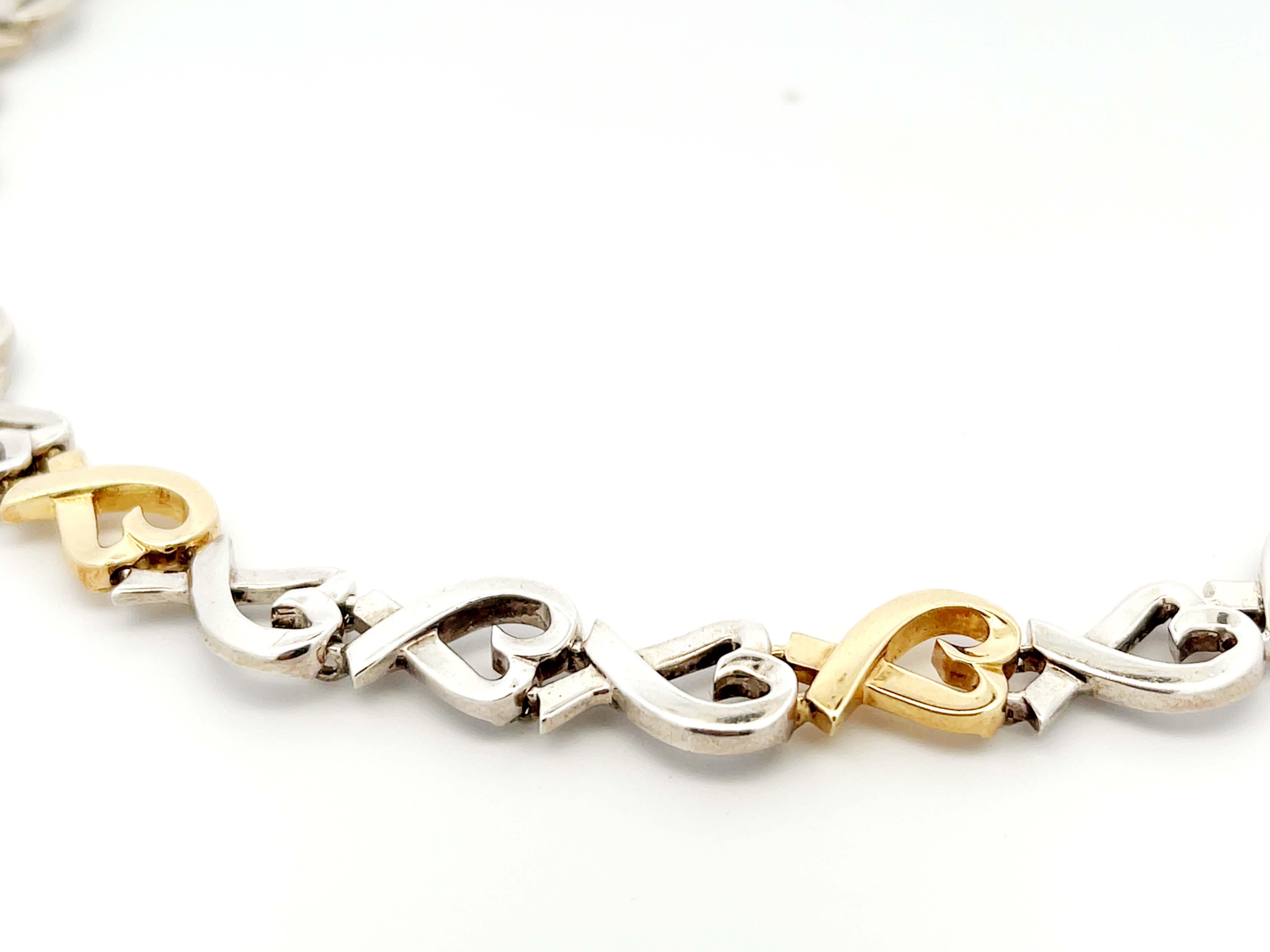 Tiffany und Co. Loving Heart Halskette aus Sterlingsilber und 18 Karat GelbgoldTiffany (Moderne) im Angebot