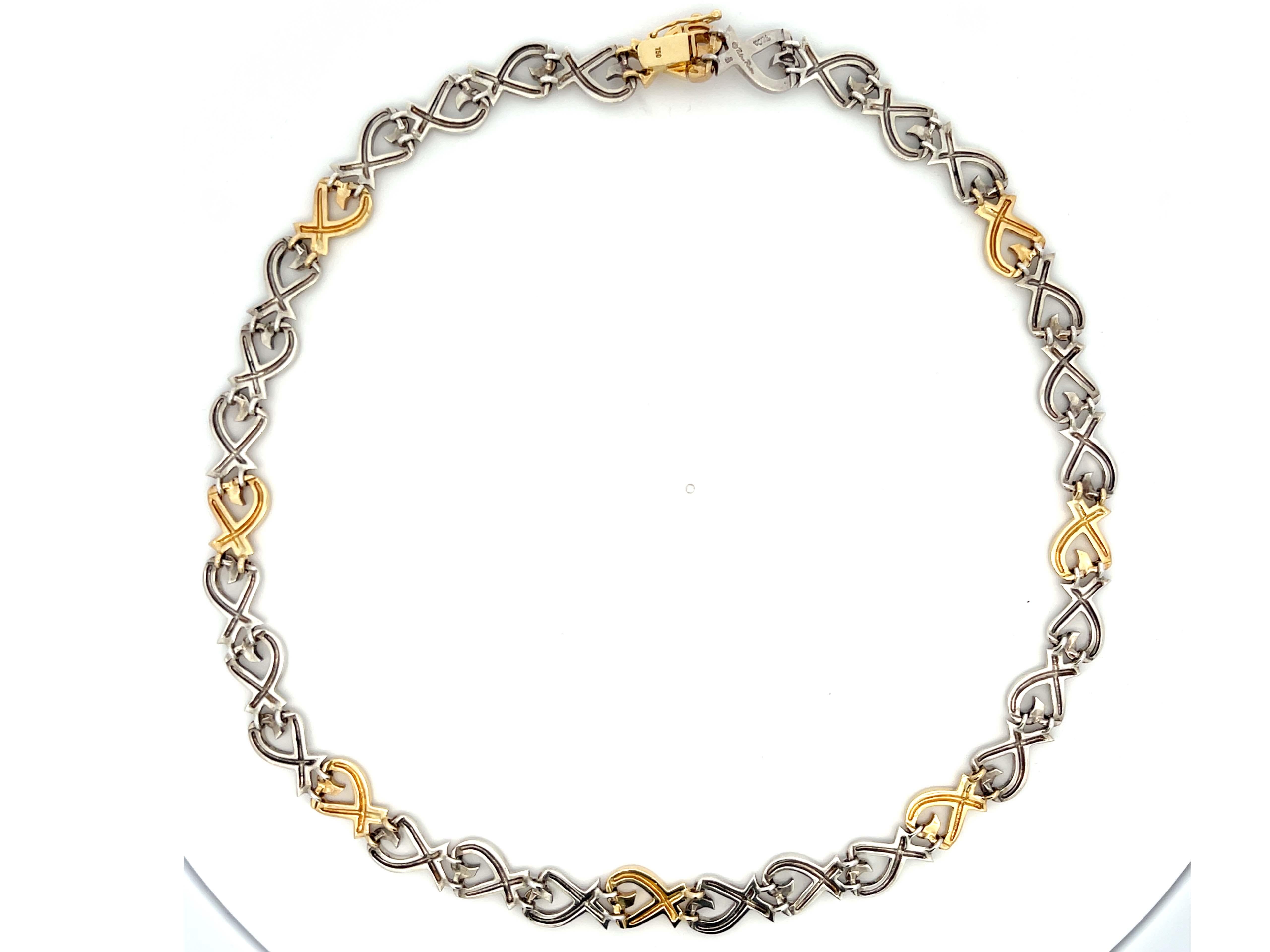 Tiffany und Co. Loving Heart Halskette aus Sterlingsilber und 18 Karat GelbgoldTiffany im Zustand „Hervorragend“ im Angebot in Honolulu, HI