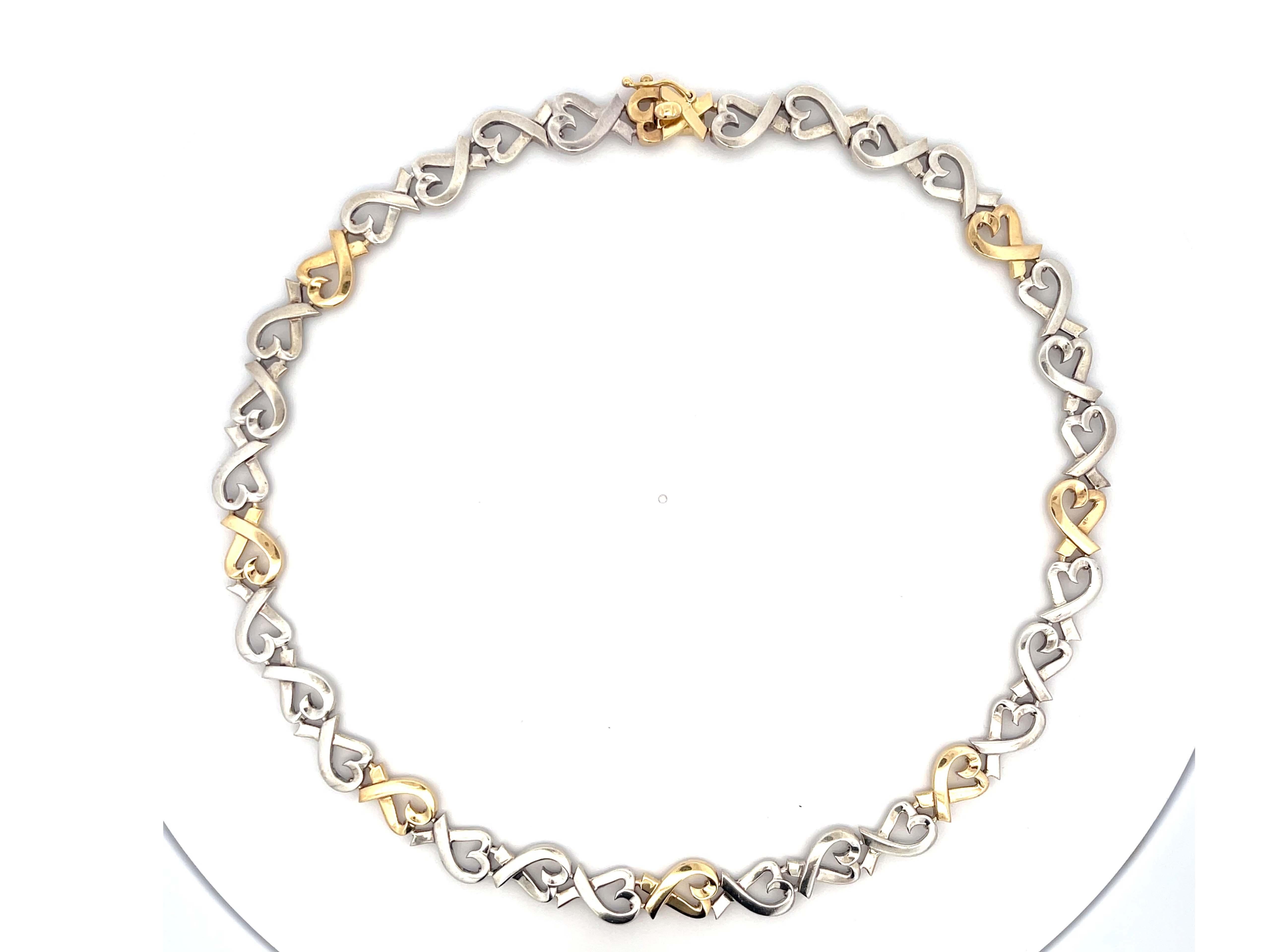 Tiffany und Co. Loving Heart Halskette aus Sterlingsilber und 18 Karat GelbgoldTiffany Damen im Angebot