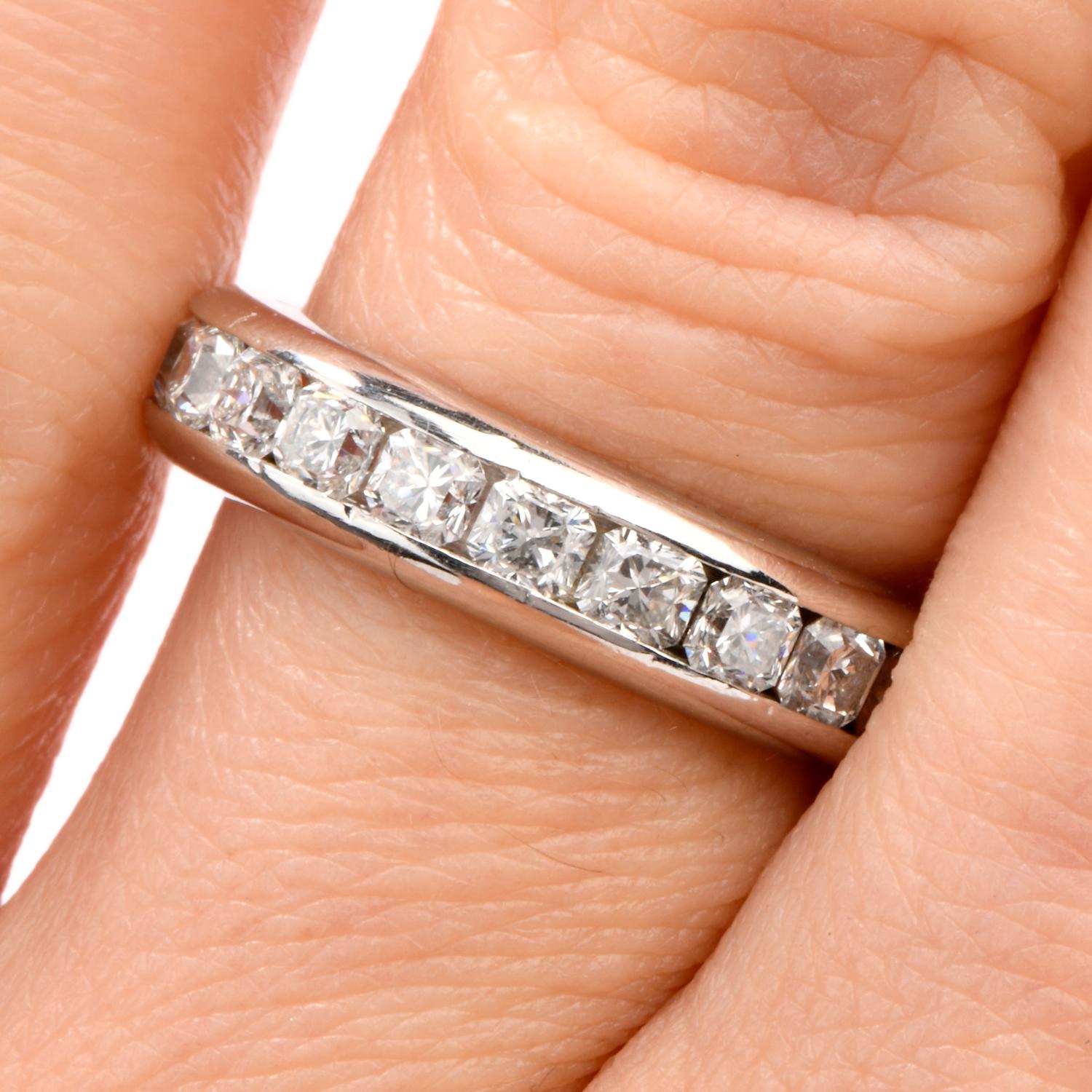 Tiffany & Co. Lucida Asscher Diamond Platinum Eternity Band Ring 2