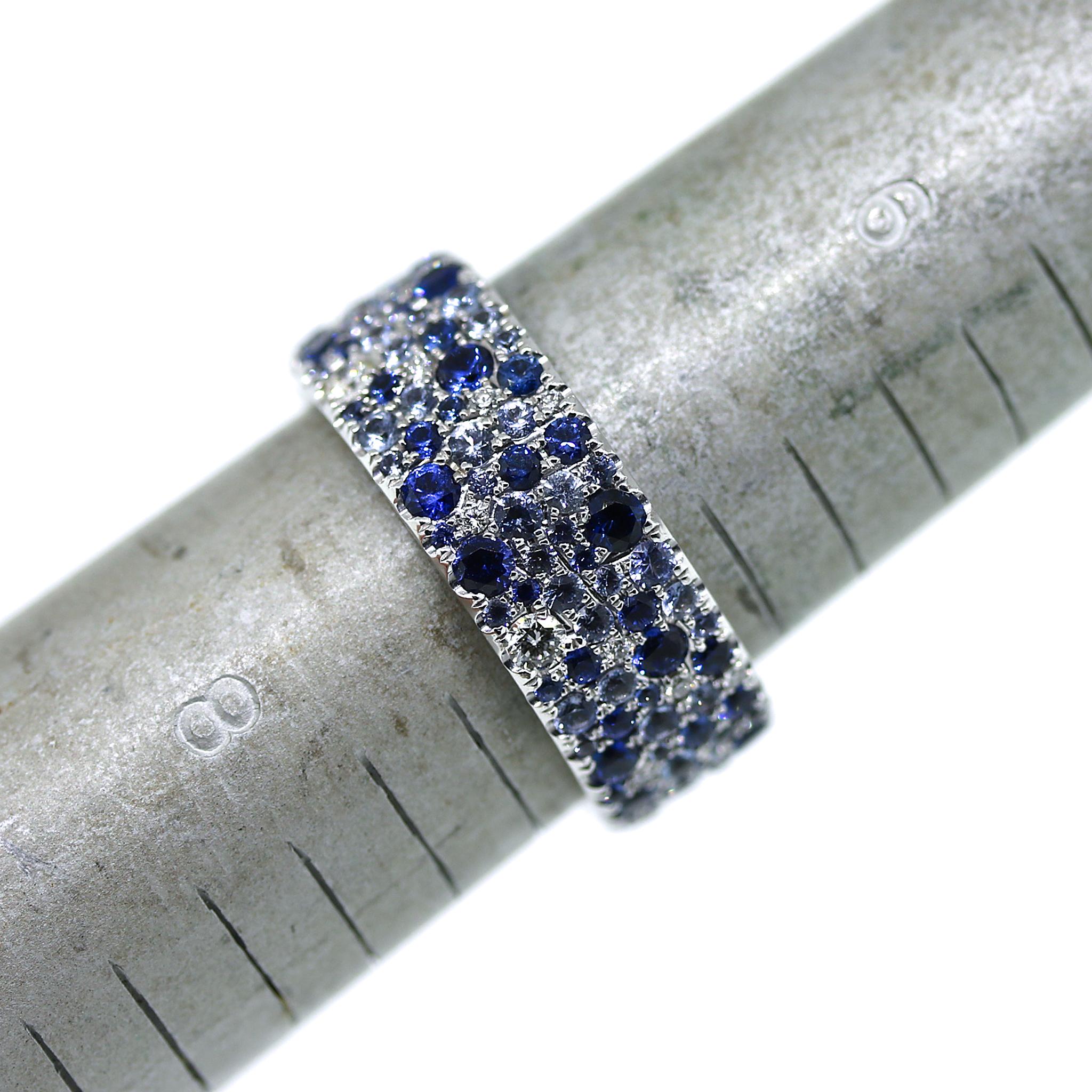 Tiffany and Co. Metro Collection Ring with Blue Sapphires & Diamonds For Sale 1