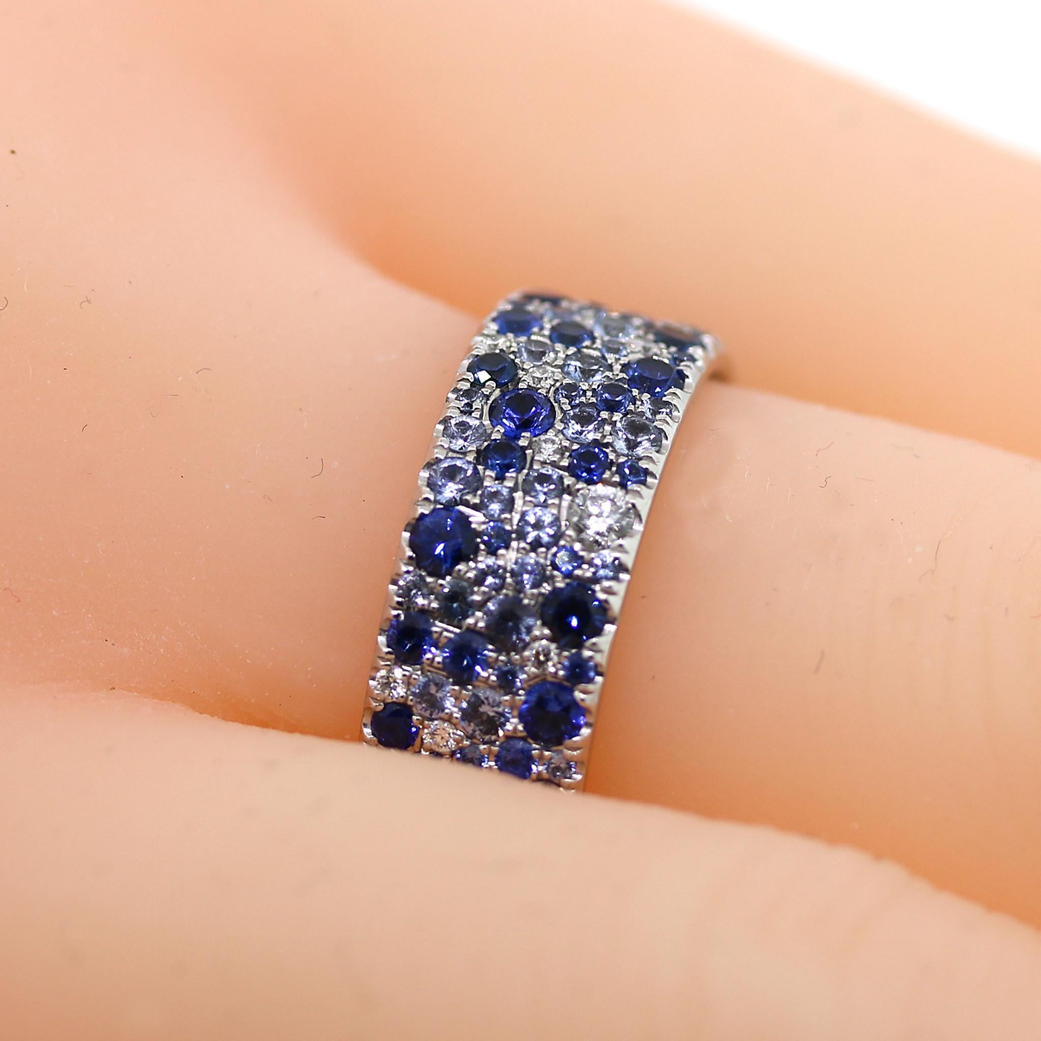 Tiffany and Co. Metro Collection Ring with Blue Sapphires & Diamonds For Sale 3