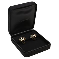 Tiffany and Co Onyx and Mother of Pearl Earrings. Woven Pattern 18k Yellow Gold