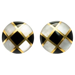 Tiffany and CO Onyx Mother of Pearl Earrings 18K Gold Angela Cummings