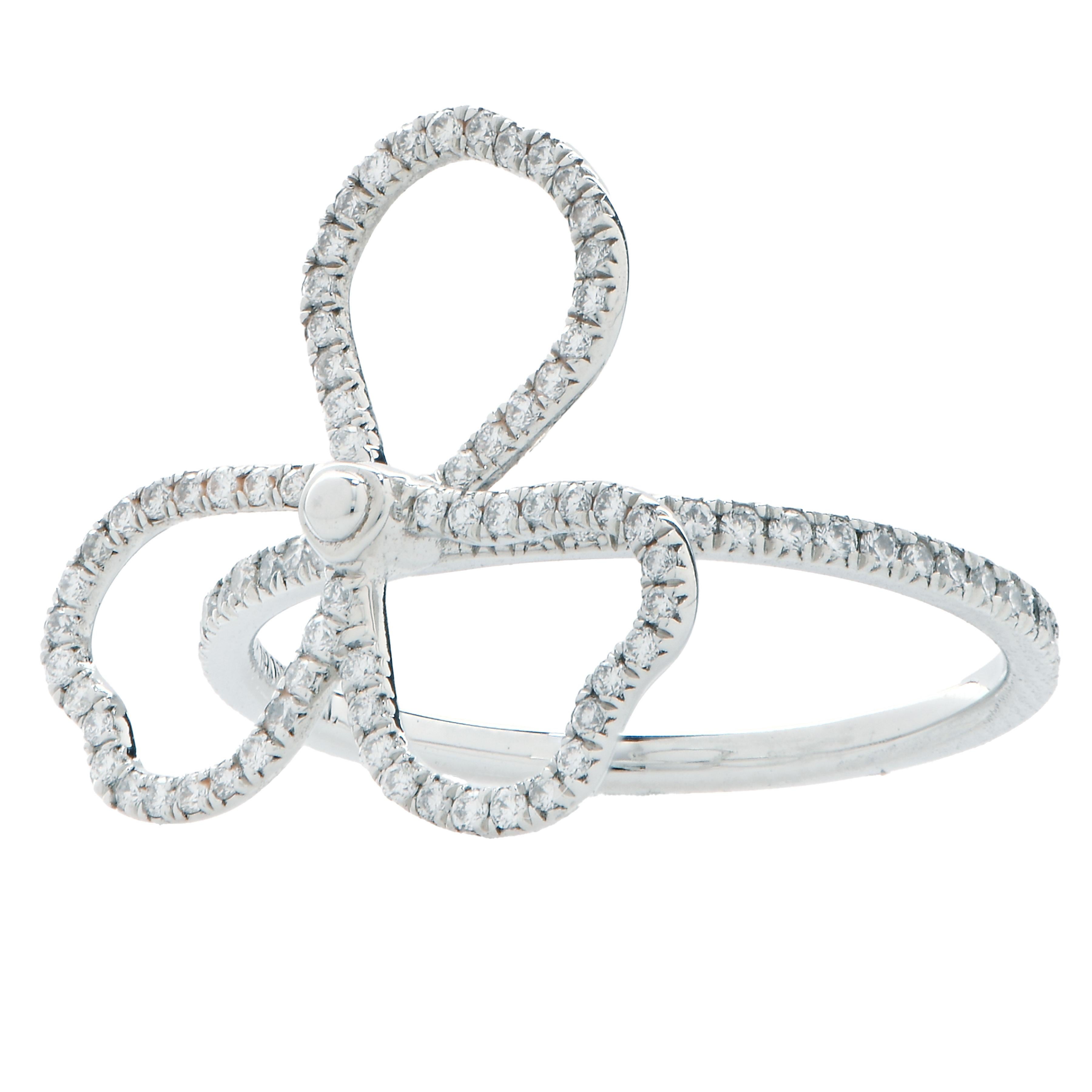 Round Cut Tiffany and Co. Open Paper Flowers Platinum Ring