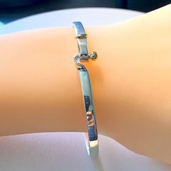 Tiffany & Co Oval Flat Bracelet 18 Karat Yellow Gold Hook Eye Silver Bangle