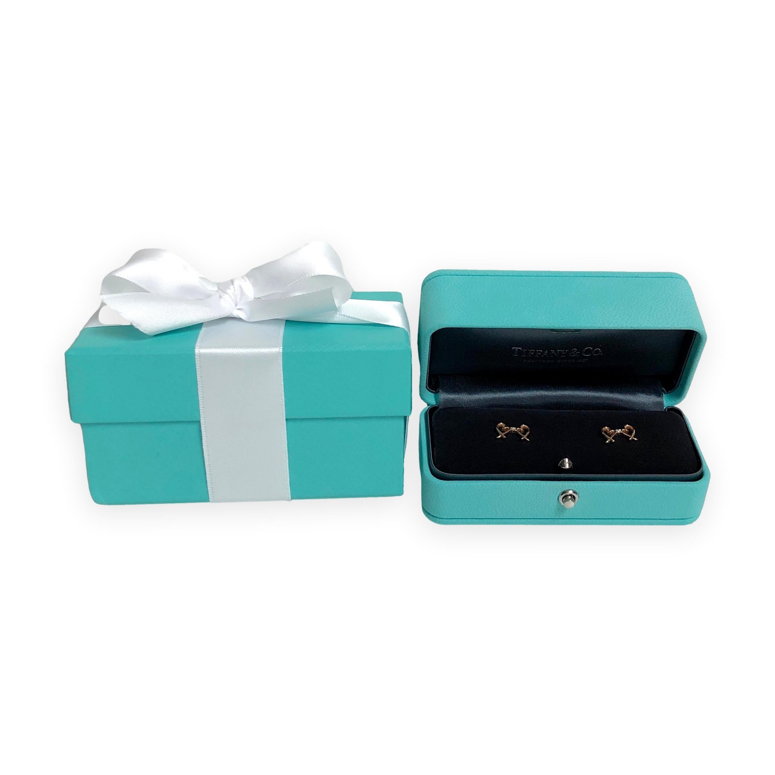 Tiffany & Co. Paloma Picasso, orecchini a cuore con doppio amore e diamante in vendita 4