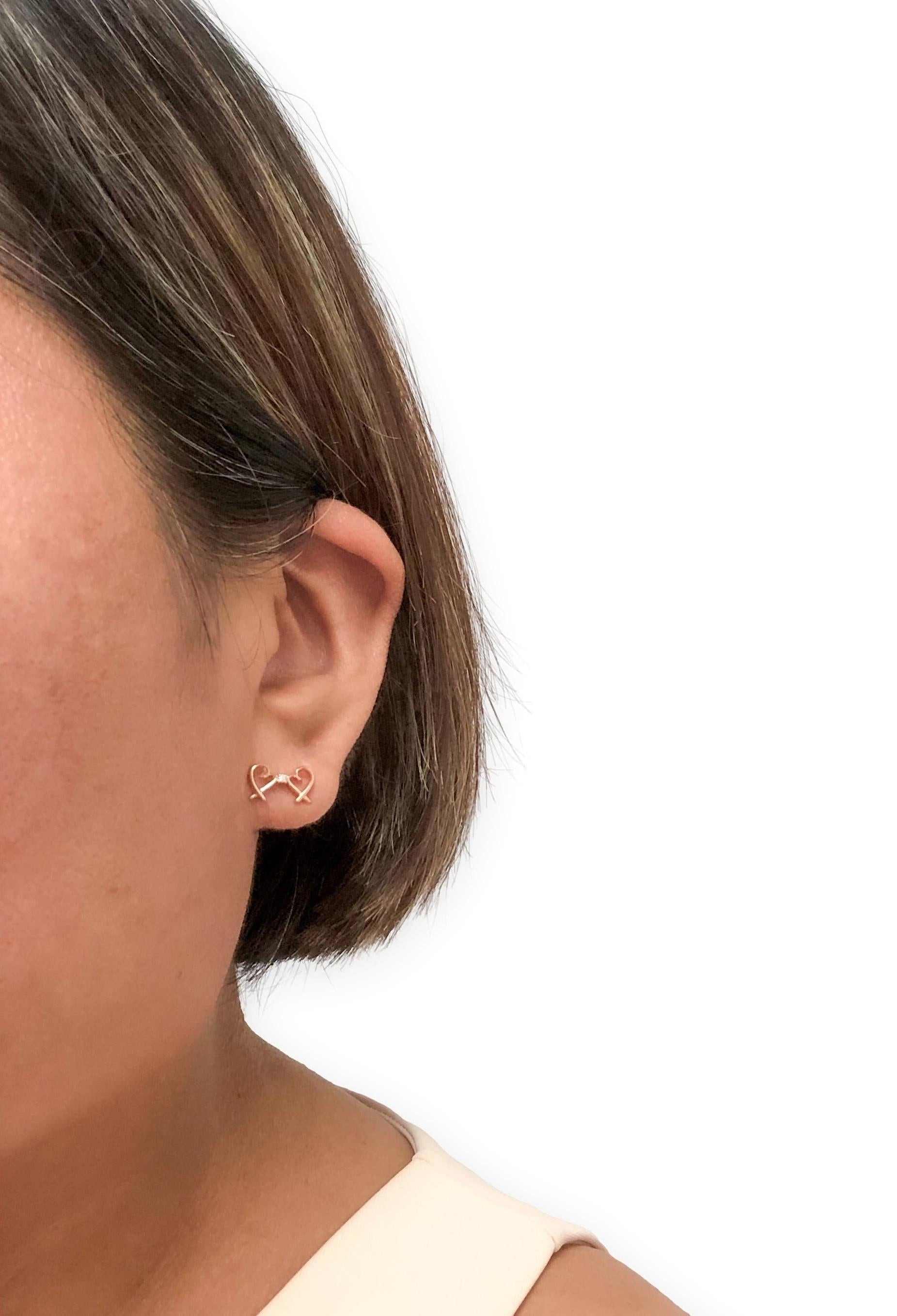 Tiffany & Co. Paloma Picasso, orecchini a cuore con doppio amore e diamante in vendita 5