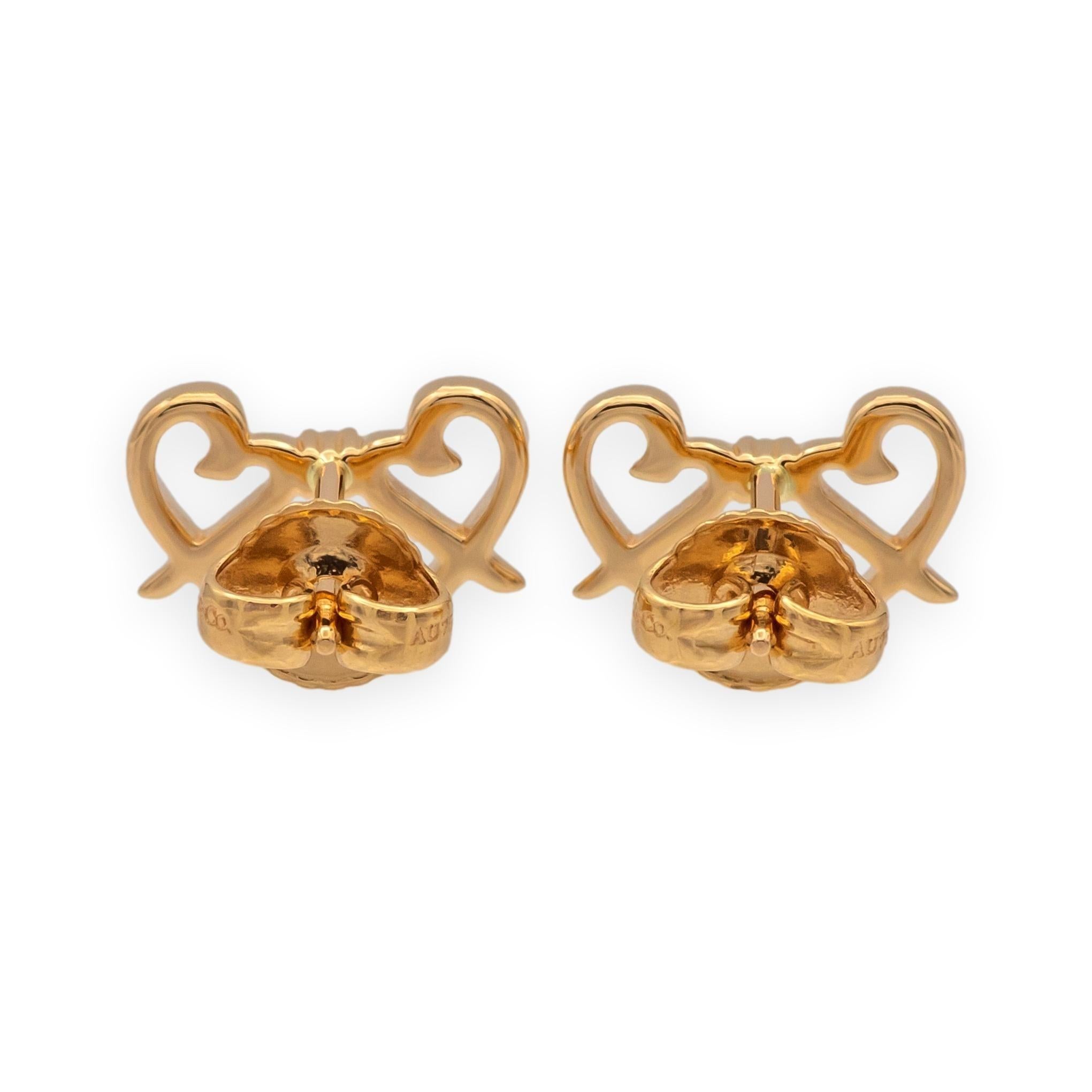 Tiffany & Co. Paloma Picasso, orecchini a cuore con doppio amore e diamante In condizioni ottime in vendita a New York, NY