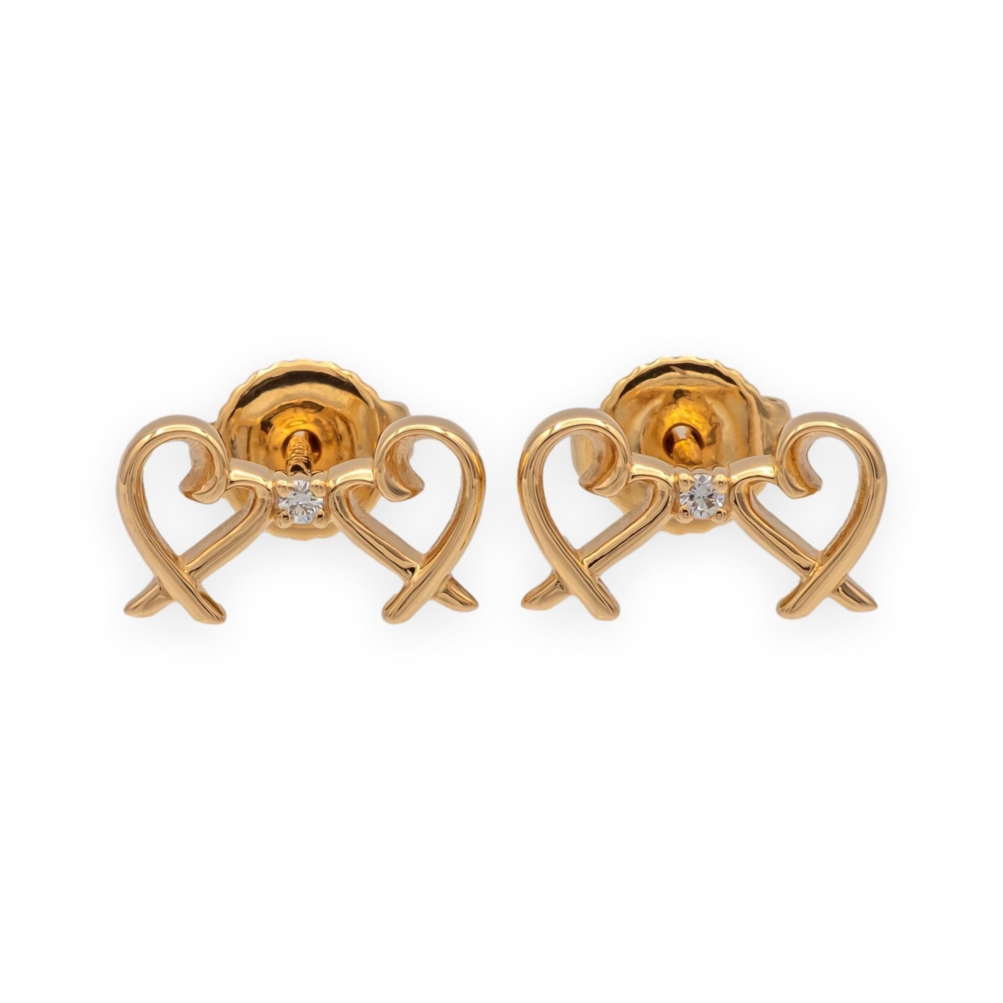 Tiffany & Co. Paloma Picasso, orecchini a cuore con doppio amore e diamante in vendita 1