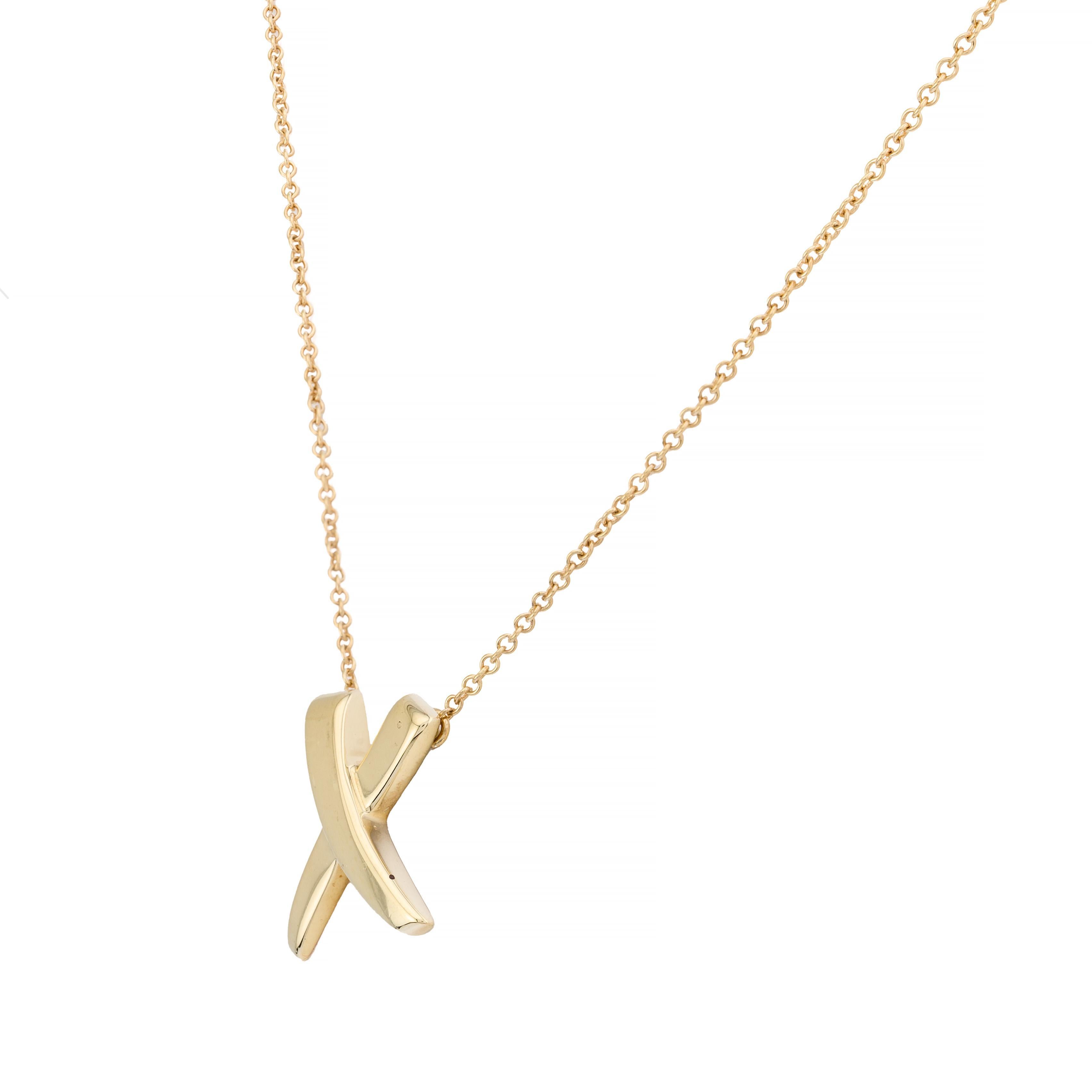 Tiffany & Co. Collar Paloma Picasso Graffiti X de Oro Amarillo de 18 K en Excelente Estado en Boston, MA