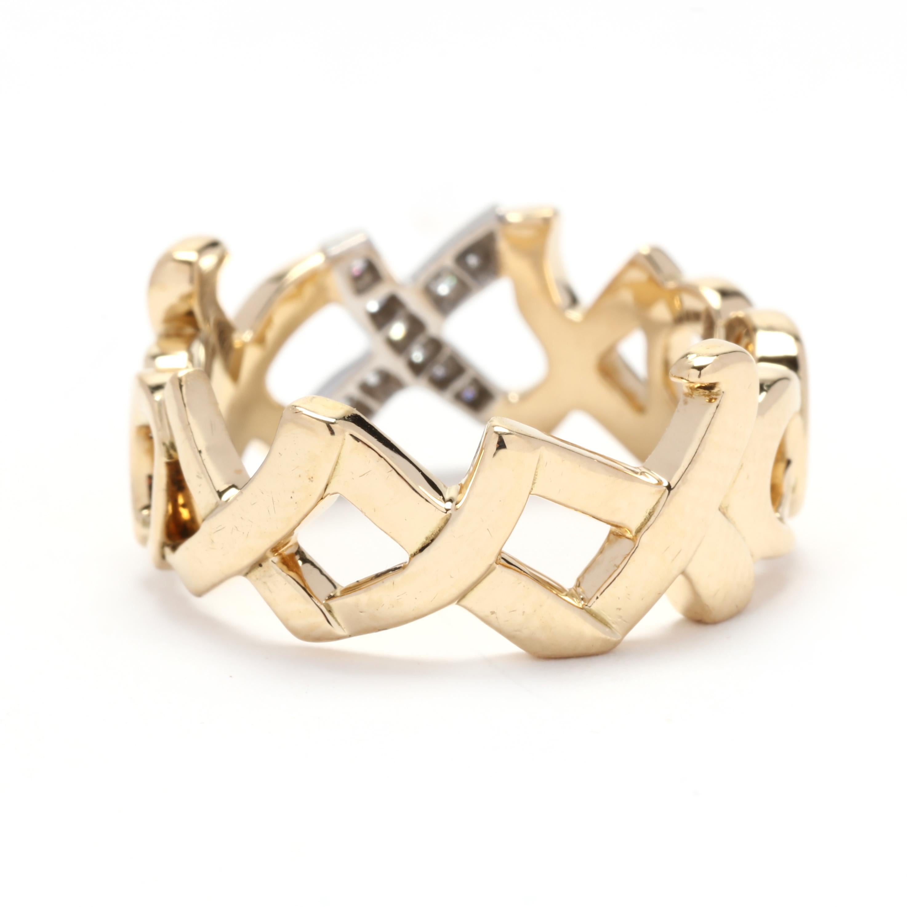 Tiffany und Co Paloma Picasso XO Diamant- und Goldring, Platin 18k Gelbgold (Brillantschliff) im Angebot