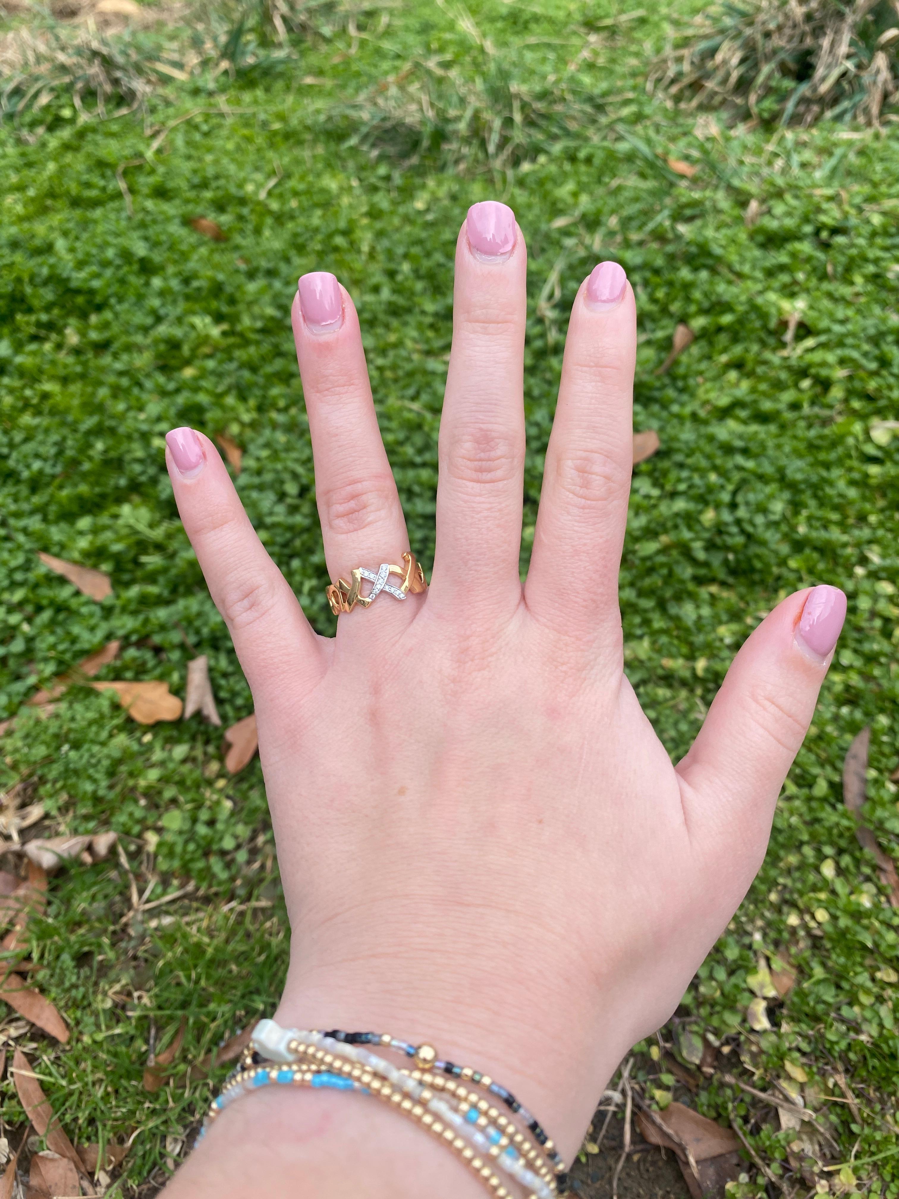 Tiffany and Co Paloma Picasso XO Anillo de Oro y Diamantes, Platino 18k Oro Amarillo en venta 1