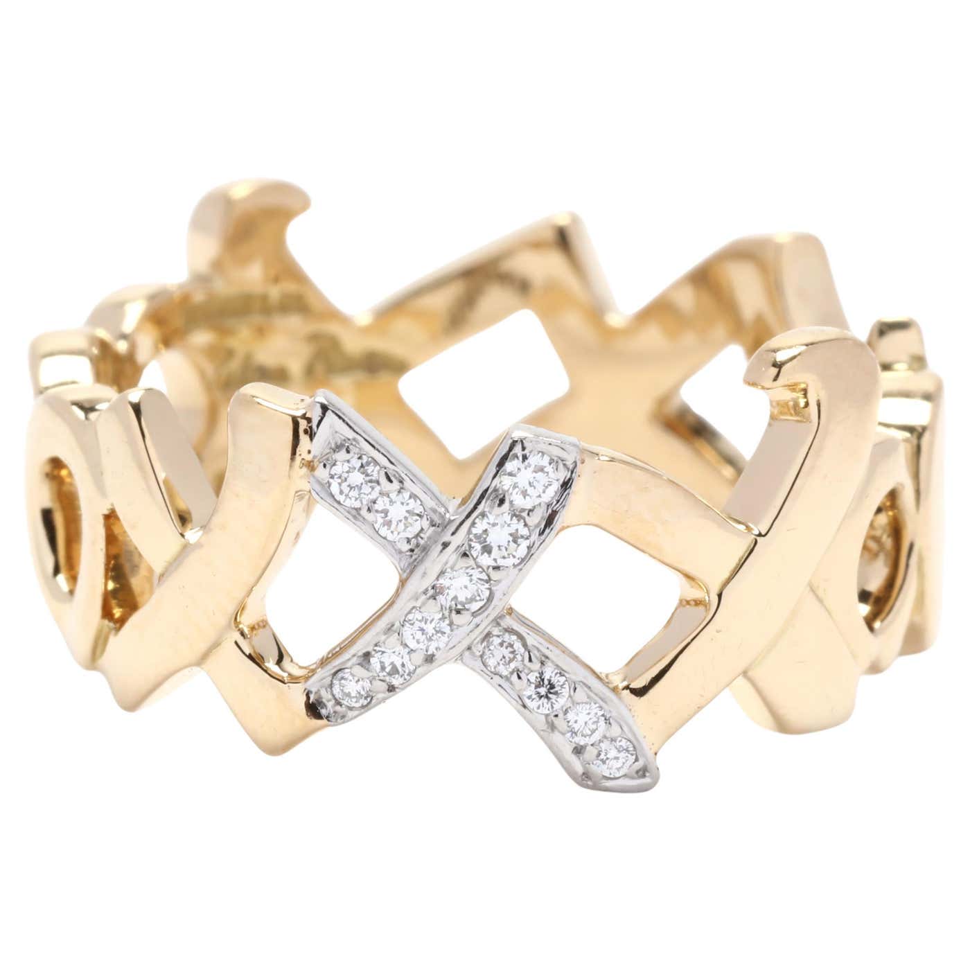 Tiffany And Co Paloma Picasso XO Diamond And Gold Ring Platinum 18k tiffany-and-co-paloma-picasso-xo-diamond-and-gold-ring-platinum-18k