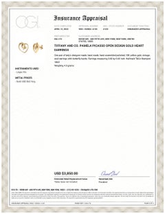 Tiffany and Co Pamela Picasso Open Design Gold Heart Earrings