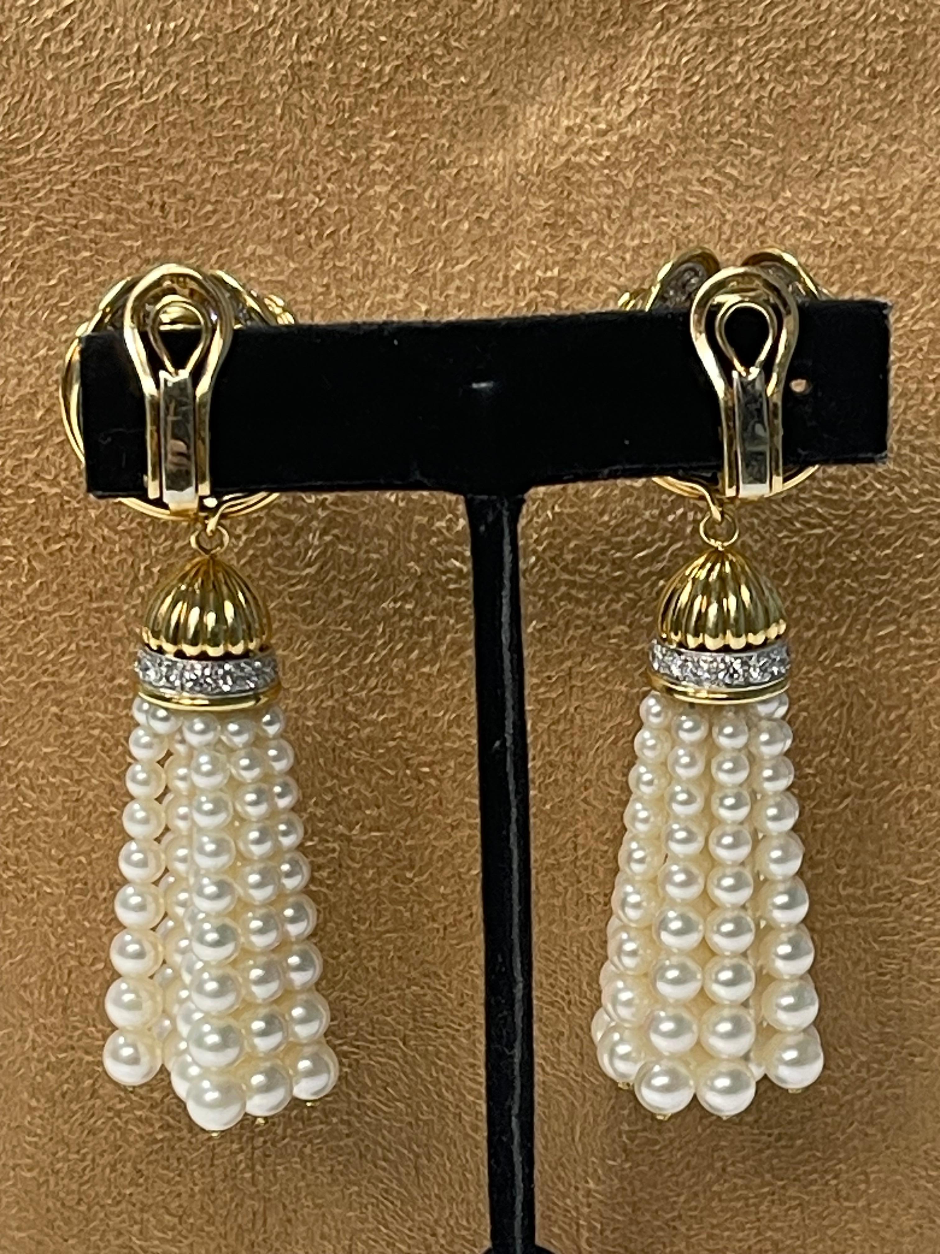 Women's Tiffany and Co Pearl and Diamond necklace/Brooch With Earrings. For Sale