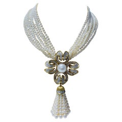 Tiffany and Co Pearl and Diamond necklace/Brooch With Earrings.