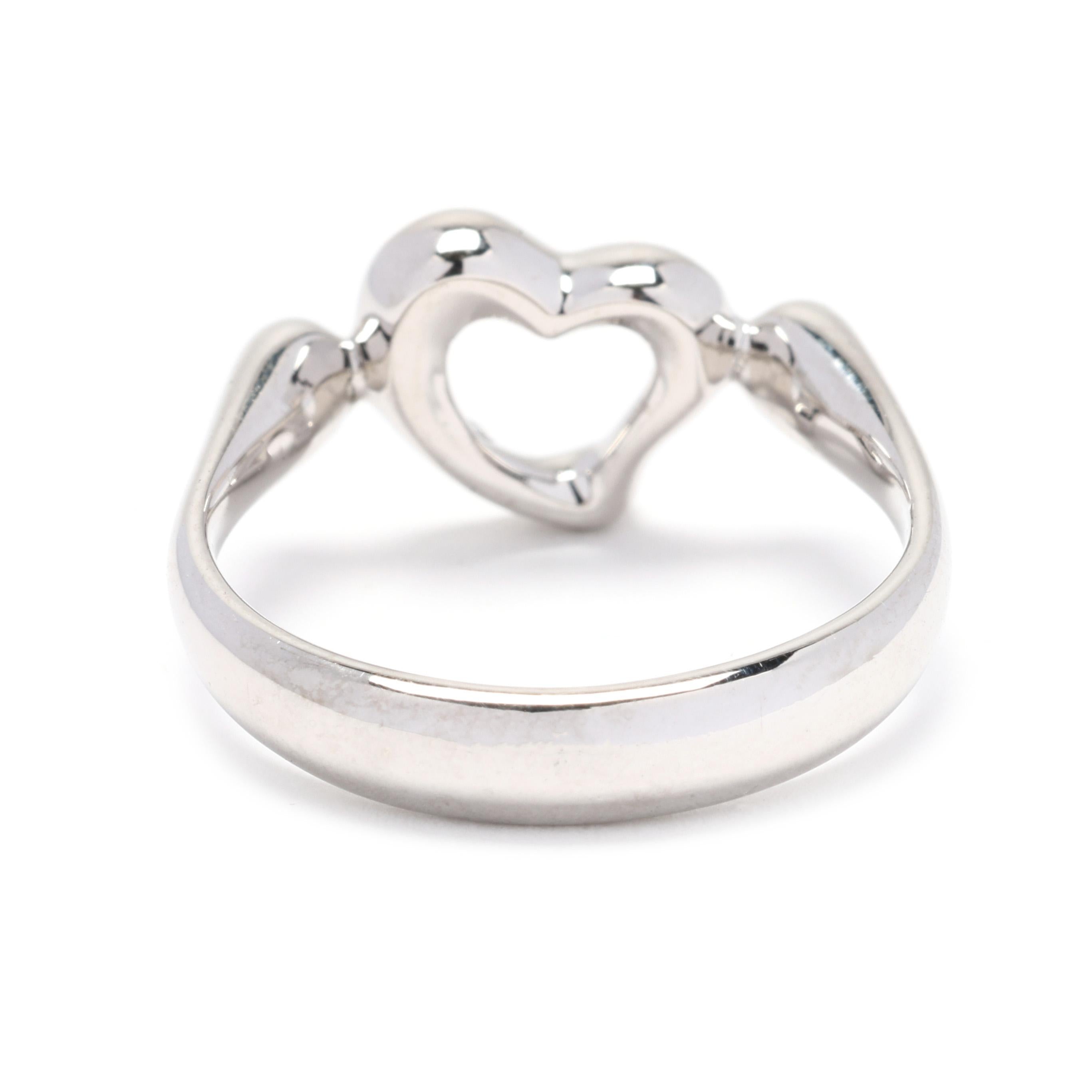 Round Cut Tiffany and Co. Peretti Diamond Heart Ring, Platinum For Sale