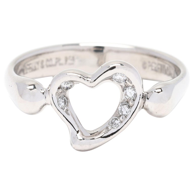 Tiffany and Peretti Diamond Heart Ring, Platinum For Sale at