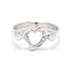 Tiffany and Co. Peretti Diamond Heart Ring, Platinum & Sterling Silver