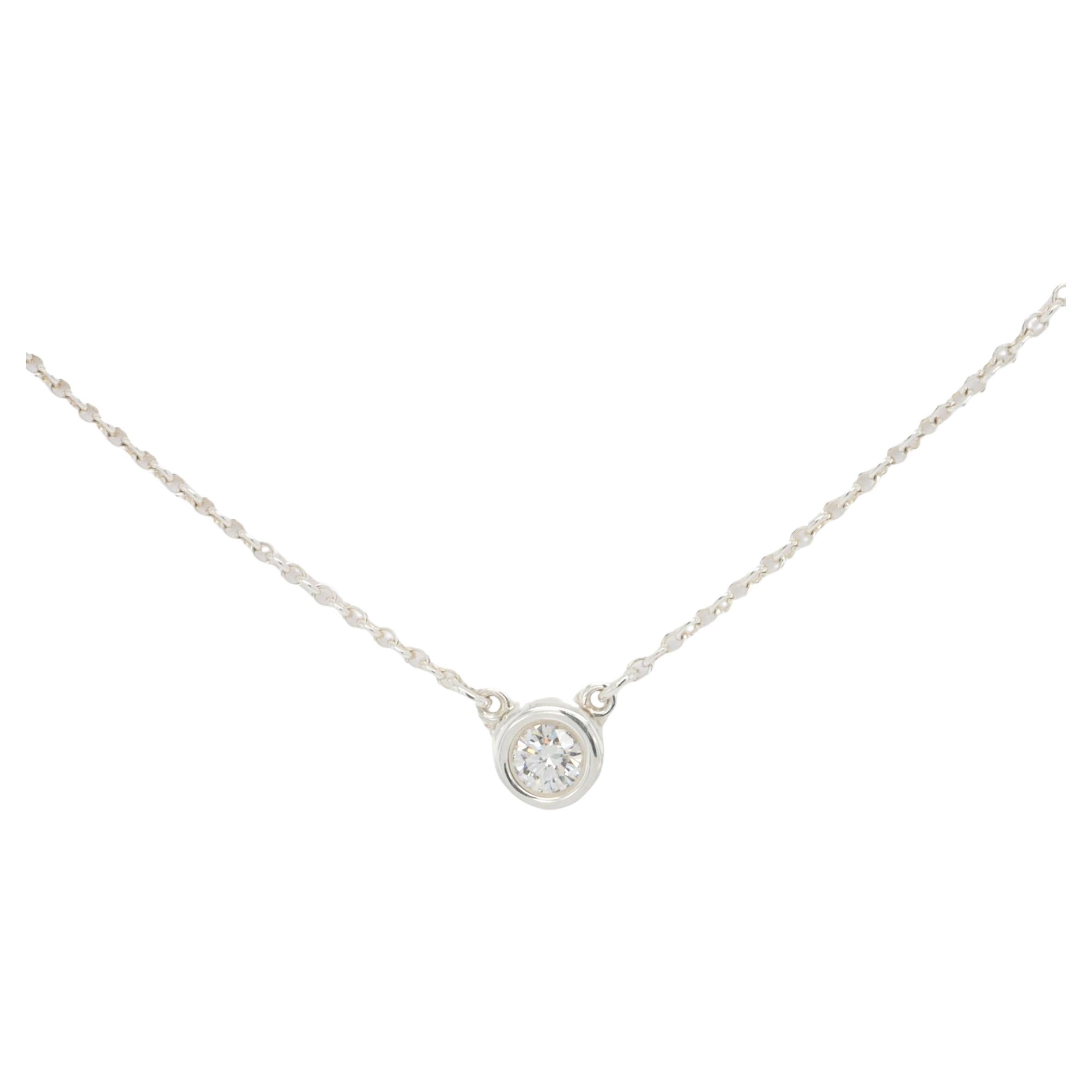 Tiffany and Co. Peretti Diamonds by the Yard Silver Single Diamond Pendant .10ct