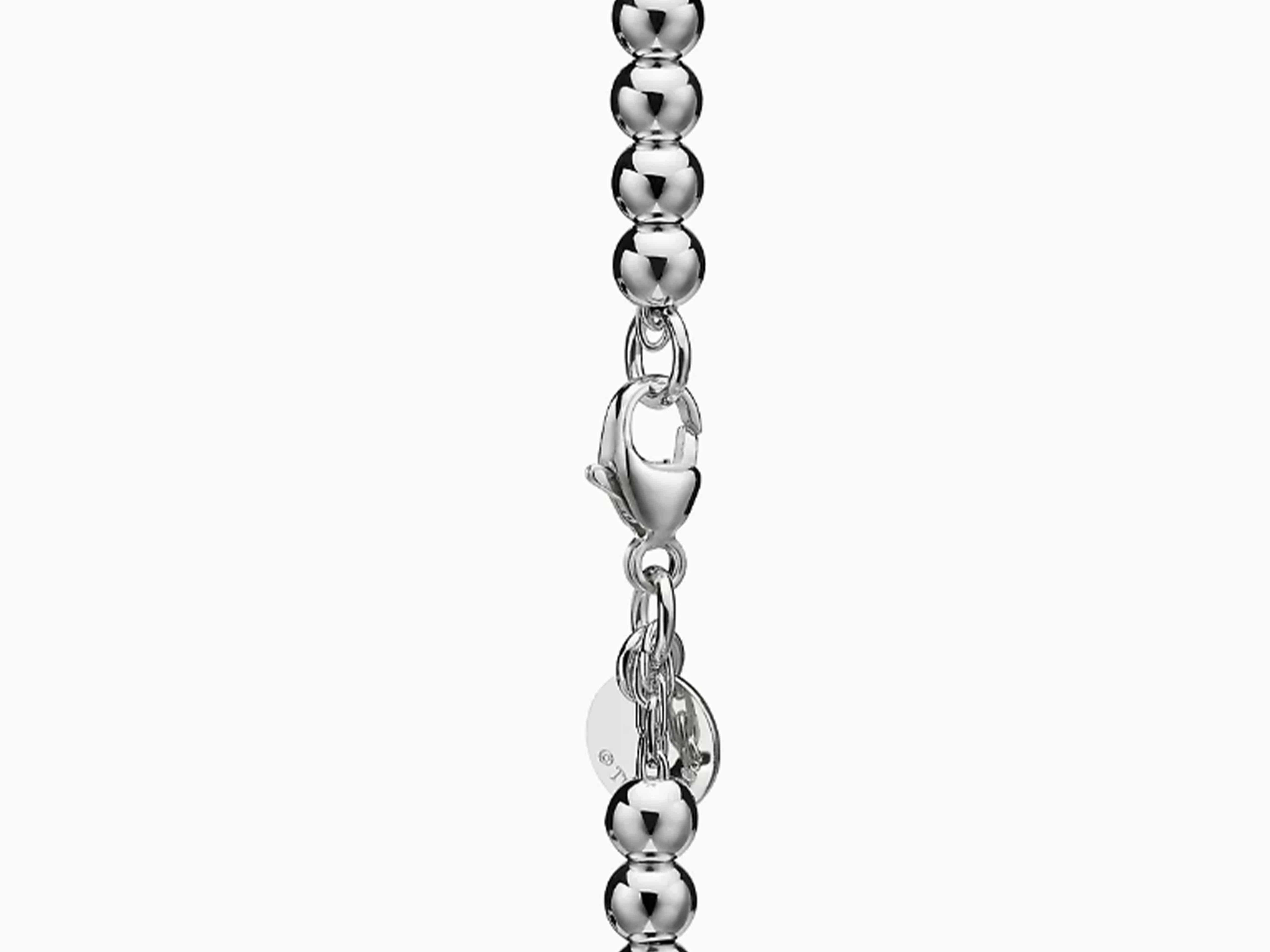 Tiffany und Co. Rosa Herz-Tag-Perlenarmband aus Sterlingsilber (Moderne)