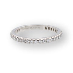 Tiffany and Co. Platinum 2mm Soleste Full Circle Round Diamond Band .32Ct Size 5