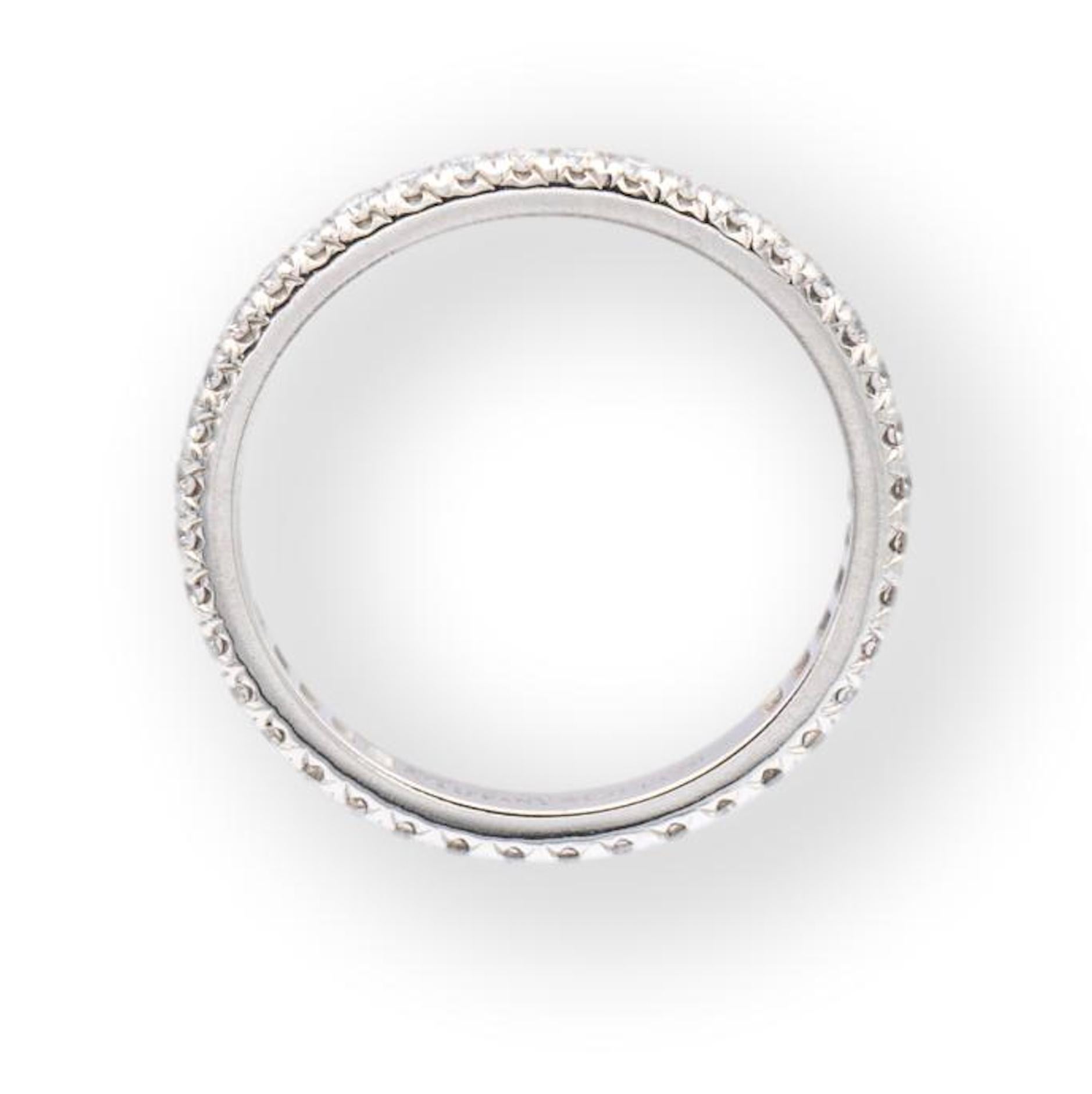 Modern Tiffany and Co. Platinum 2mm Soleste Full Circle Round Diamond Band .32Ct Size 5