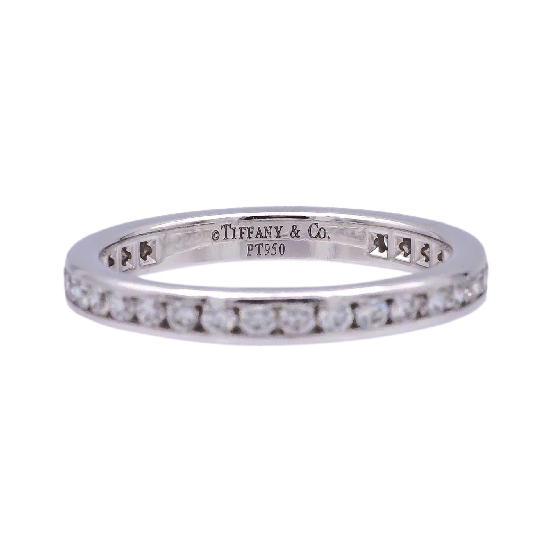 Contemporary Tiffany and Co. Platinum and Diamond 0.56ct Full Circle  Band Ring Sze 5.75